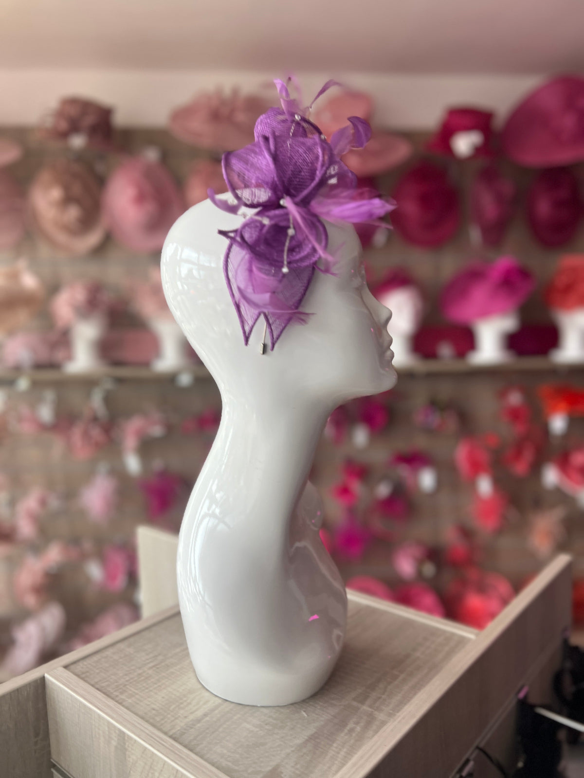 Classic Sinamay Purple Fascinator-Fascinators Direct