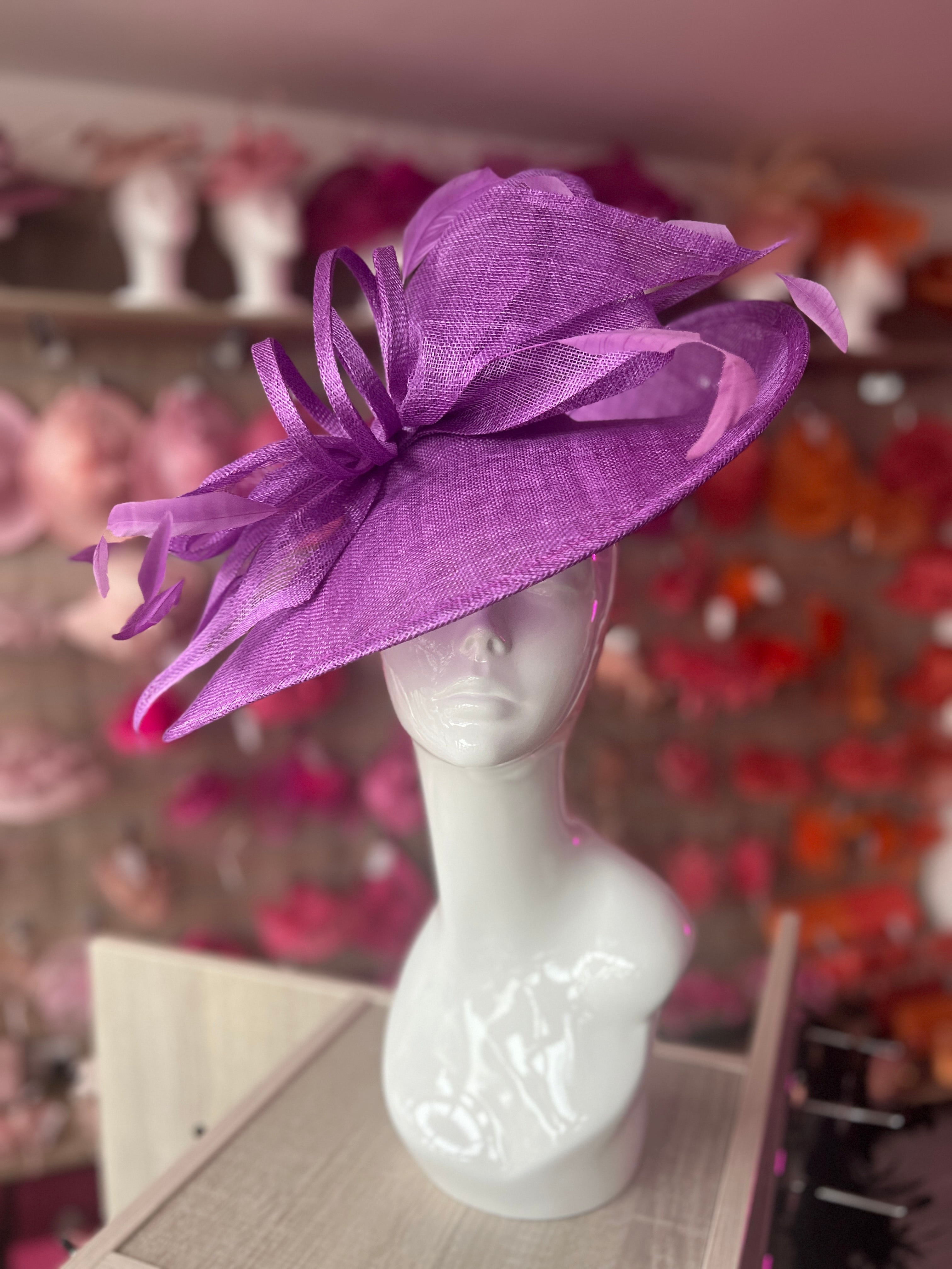 Feather Fascinator Purple Wedding Hats And Fascinators Womens
