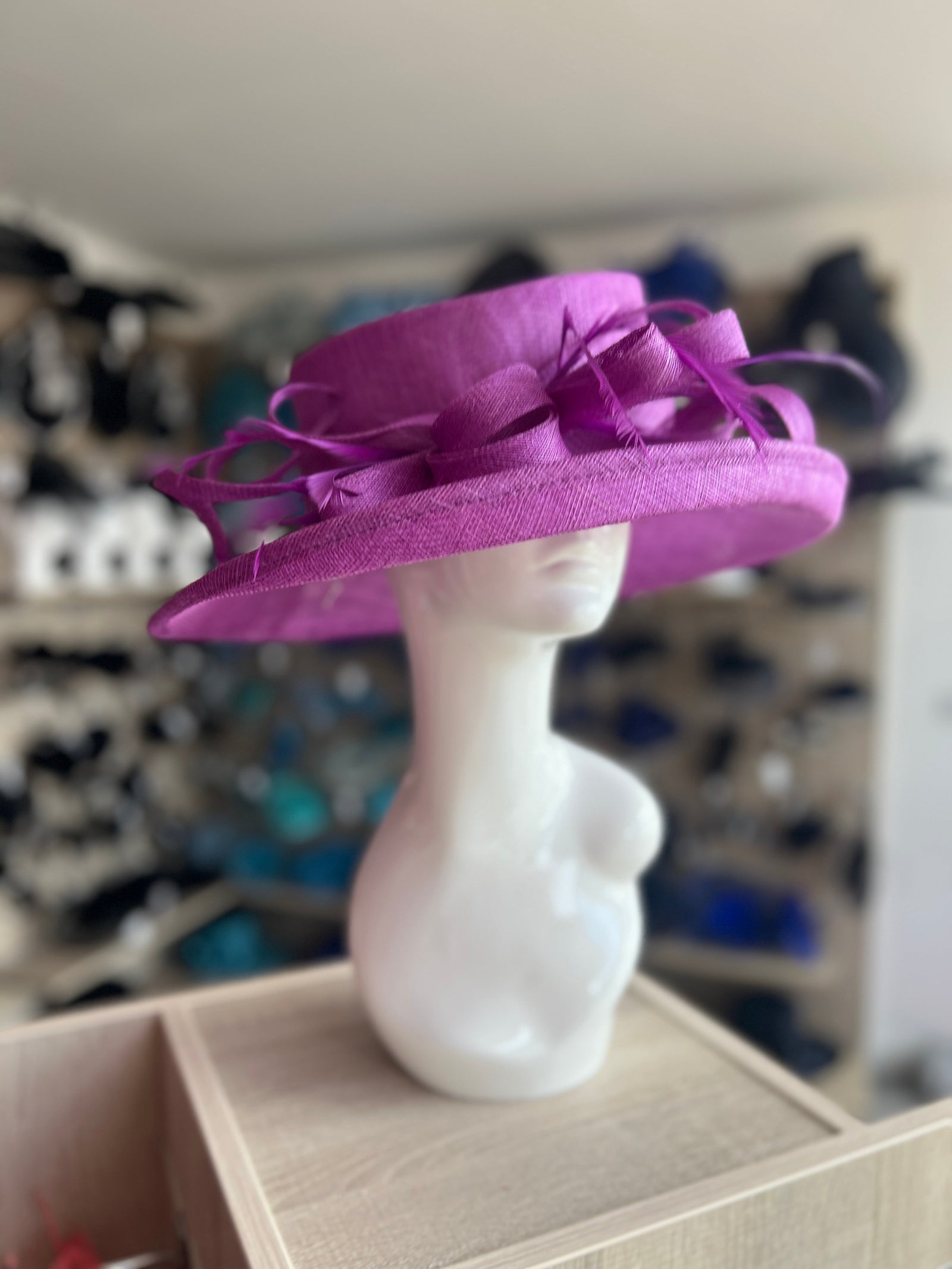 Classic Sinamay Purple Wedding Hat-Fascinators Direct
