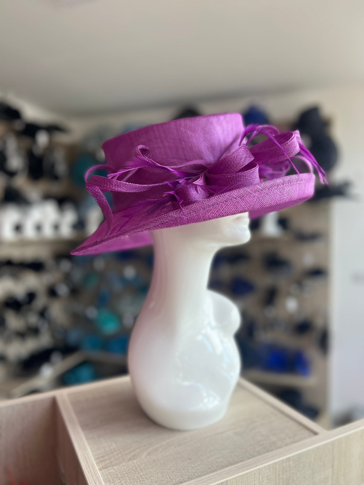 Classic Sinamay Purple Wedding Hat-Fascinators Direct