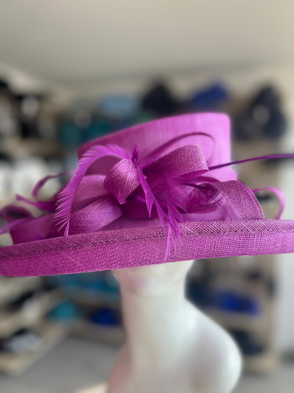 Classic Sinamay Purple Wedding Hat-Fascinators Direct