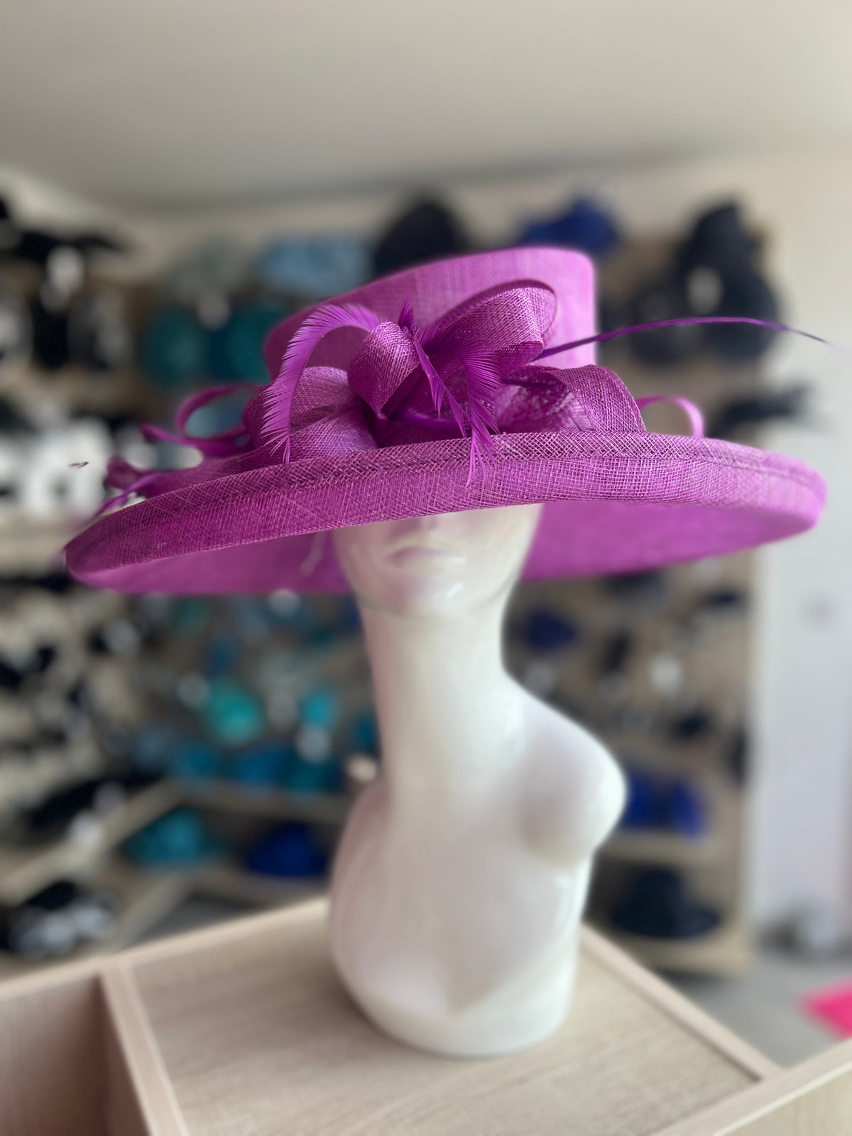 Classic Sinamay Purple Wedding Hat-Fascinators Direct