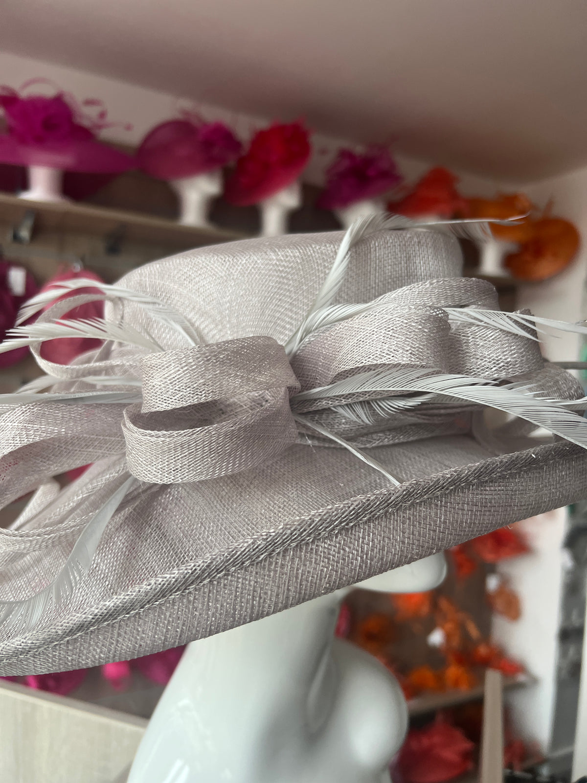 Classic Sinamay Quartz Wedding Hat-Fascinators Direct