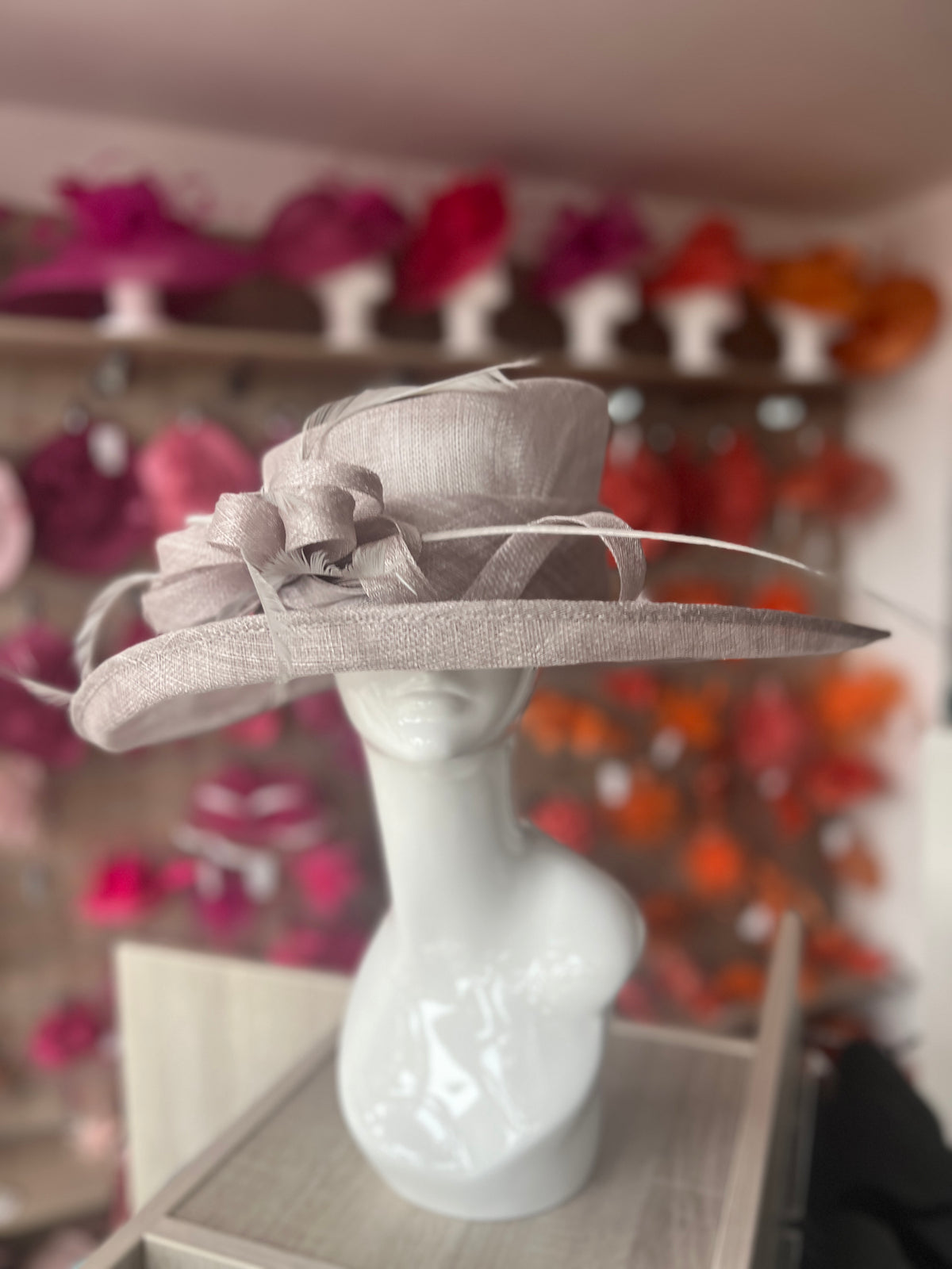 Classic Sinamay Quartz Wedding Hat-Fascinators Direct