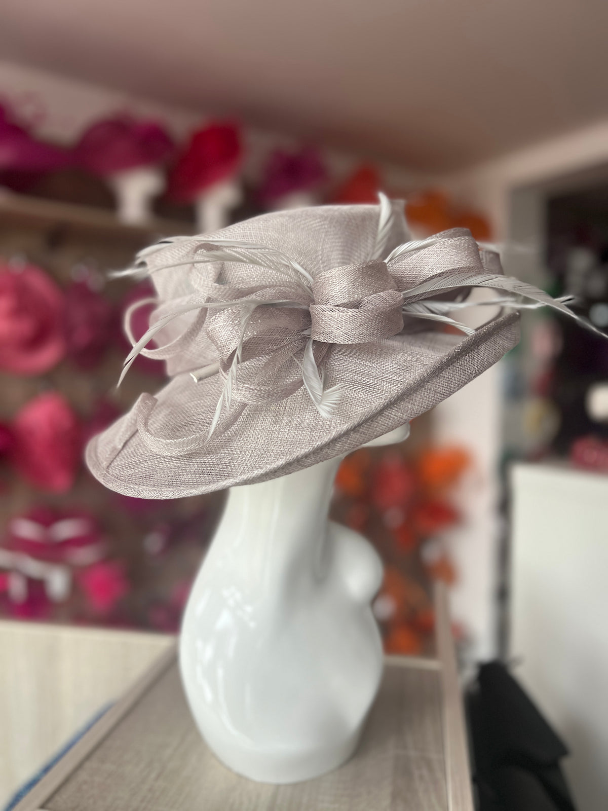 Classic Sinamay Quartz Wedding Hat-Fascinators Direct