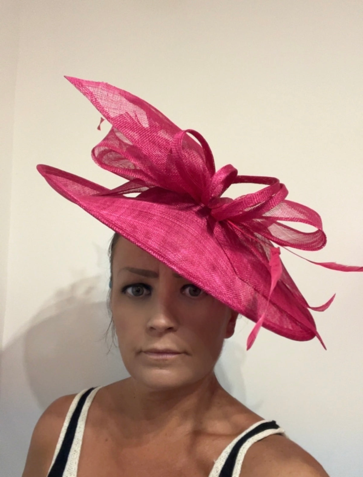 Classic Sinamay Raspberry Hatinator with Bow-Fascinators Direct