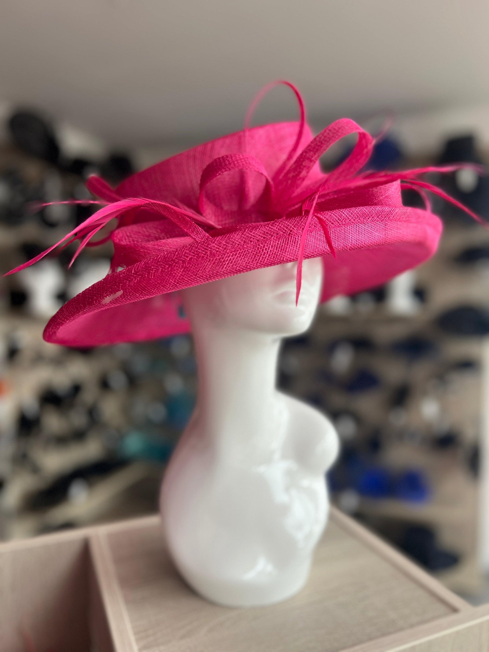 Classic Sinamay Raspberry Wedding Hat-Fascinators Direct