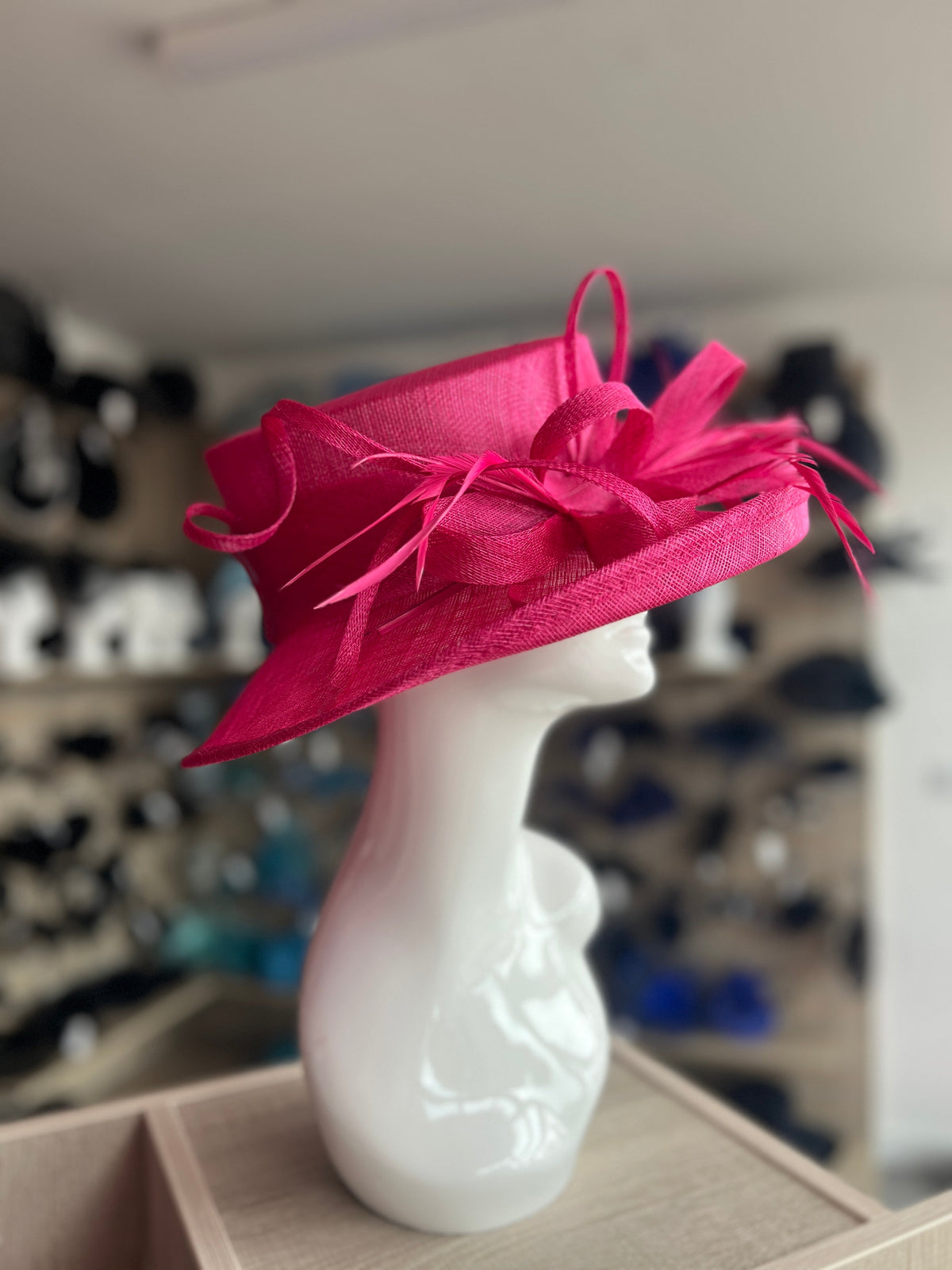 Classic Sinamay Raspberry Wedding Hat-Fascinators Direct