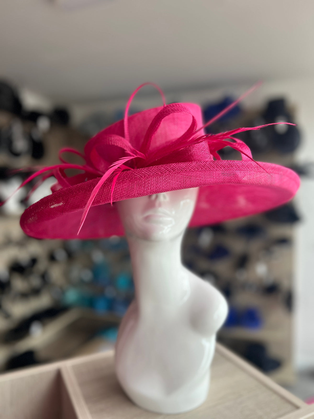 Classic Sinamay Raspberry Wedding Hat-Fascinators Direct