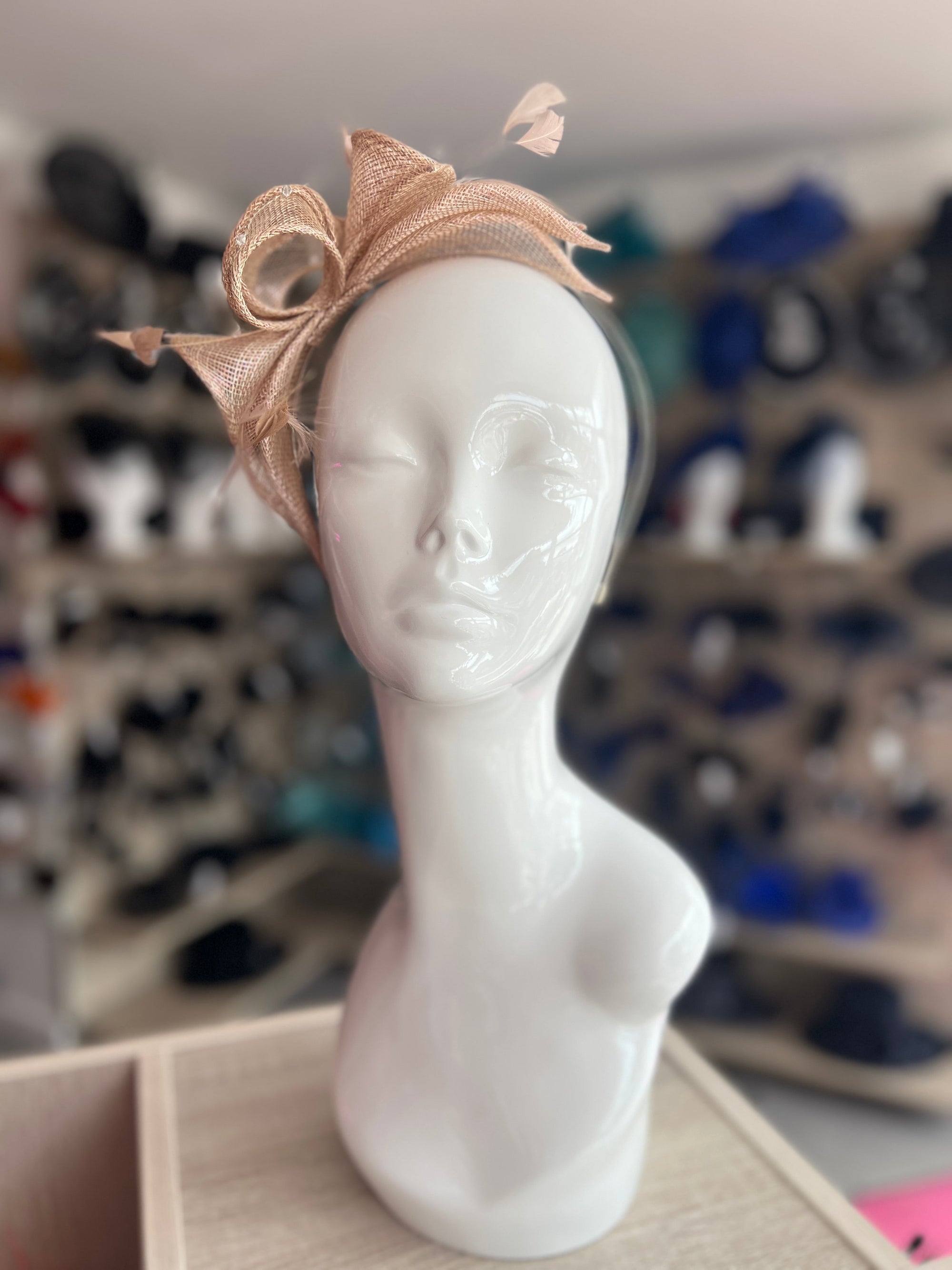 Classic Sinamay Rose Gold Fascinator-Fascinators Direct