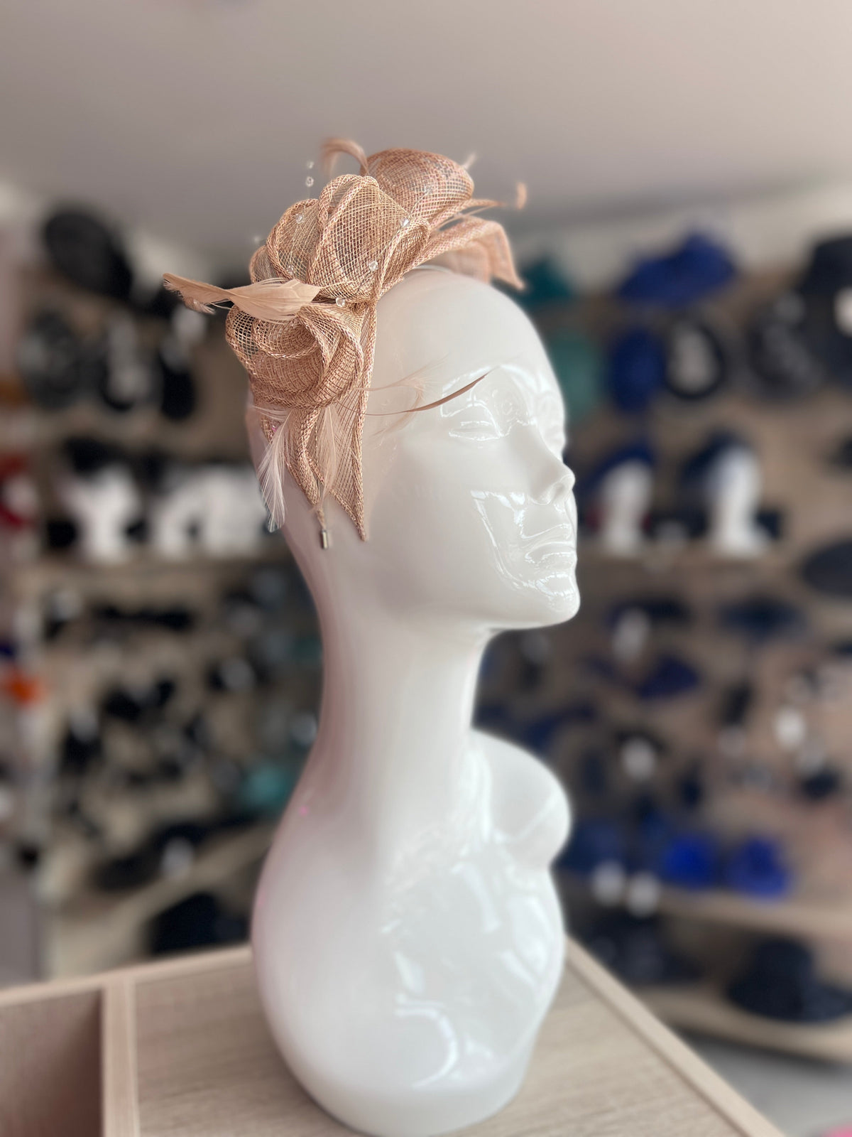 Classic Sinamay Rose Gold Fascinator-Fascinators Direct