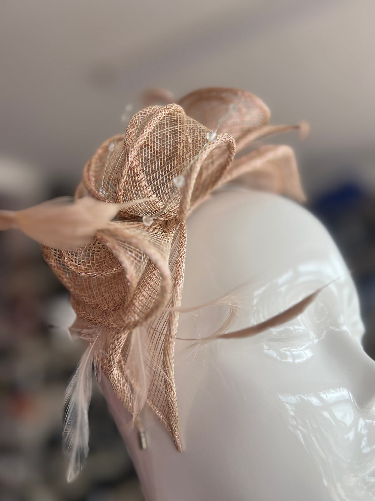Classic Sinamay Rose Gold Fascinator-Fascinators Direct