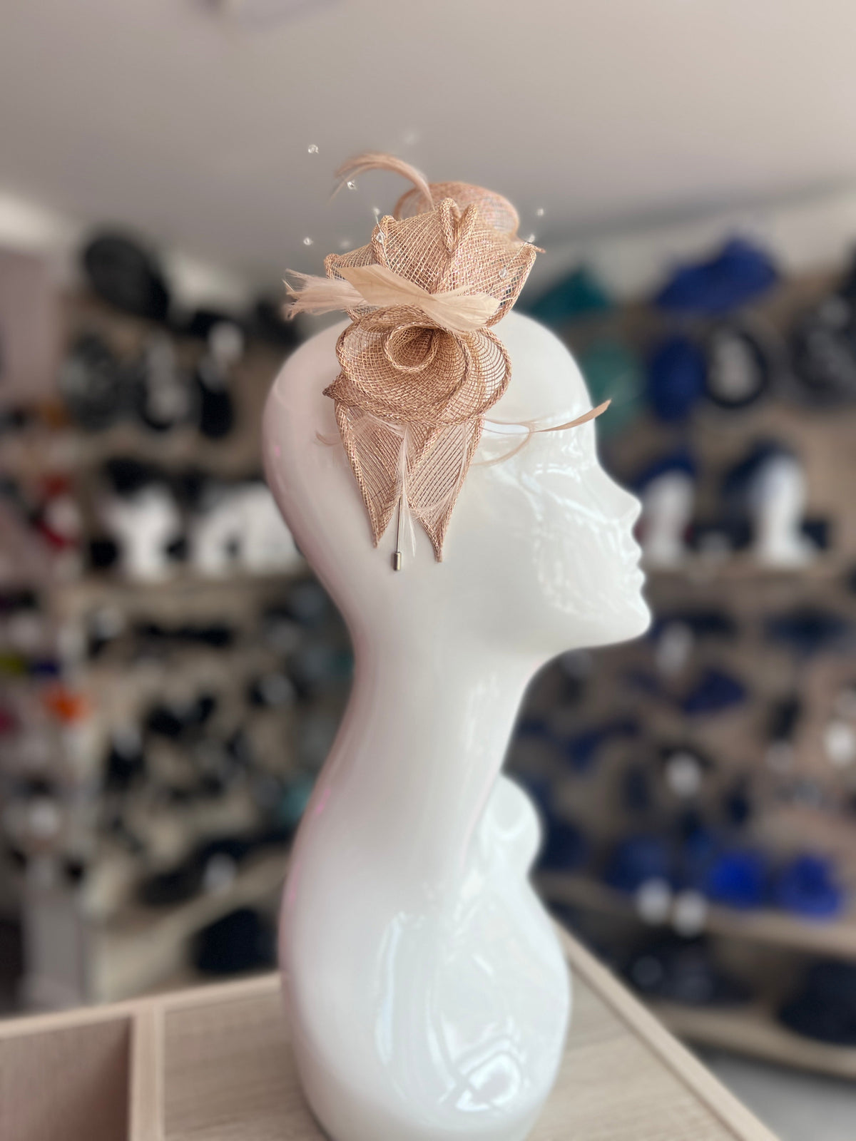 Classic Sinamay Rose Gold Fascinator-Fascinators Direct