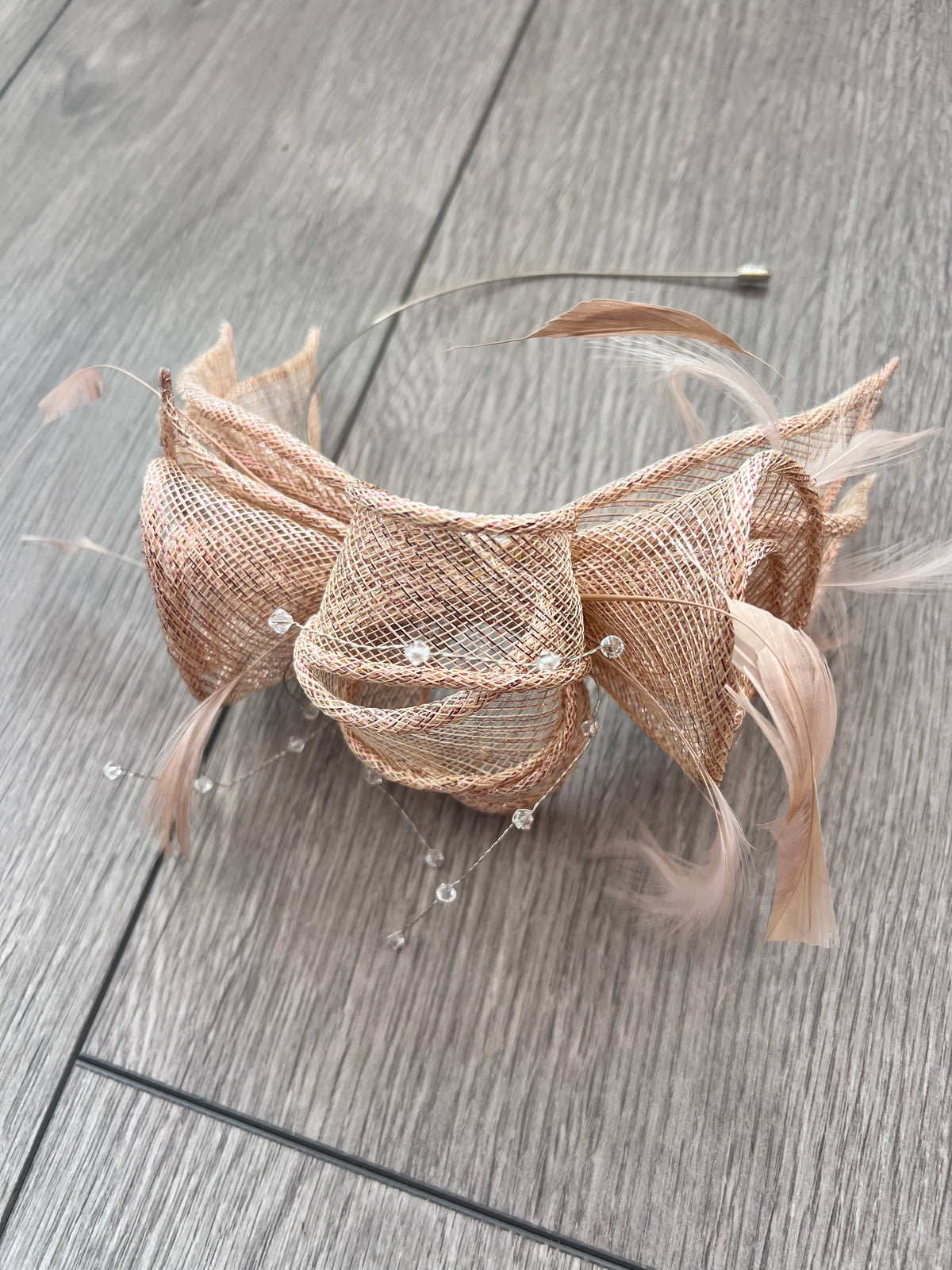 Classic Sinamay Rose Gold Fascinator-Fascinators Direct