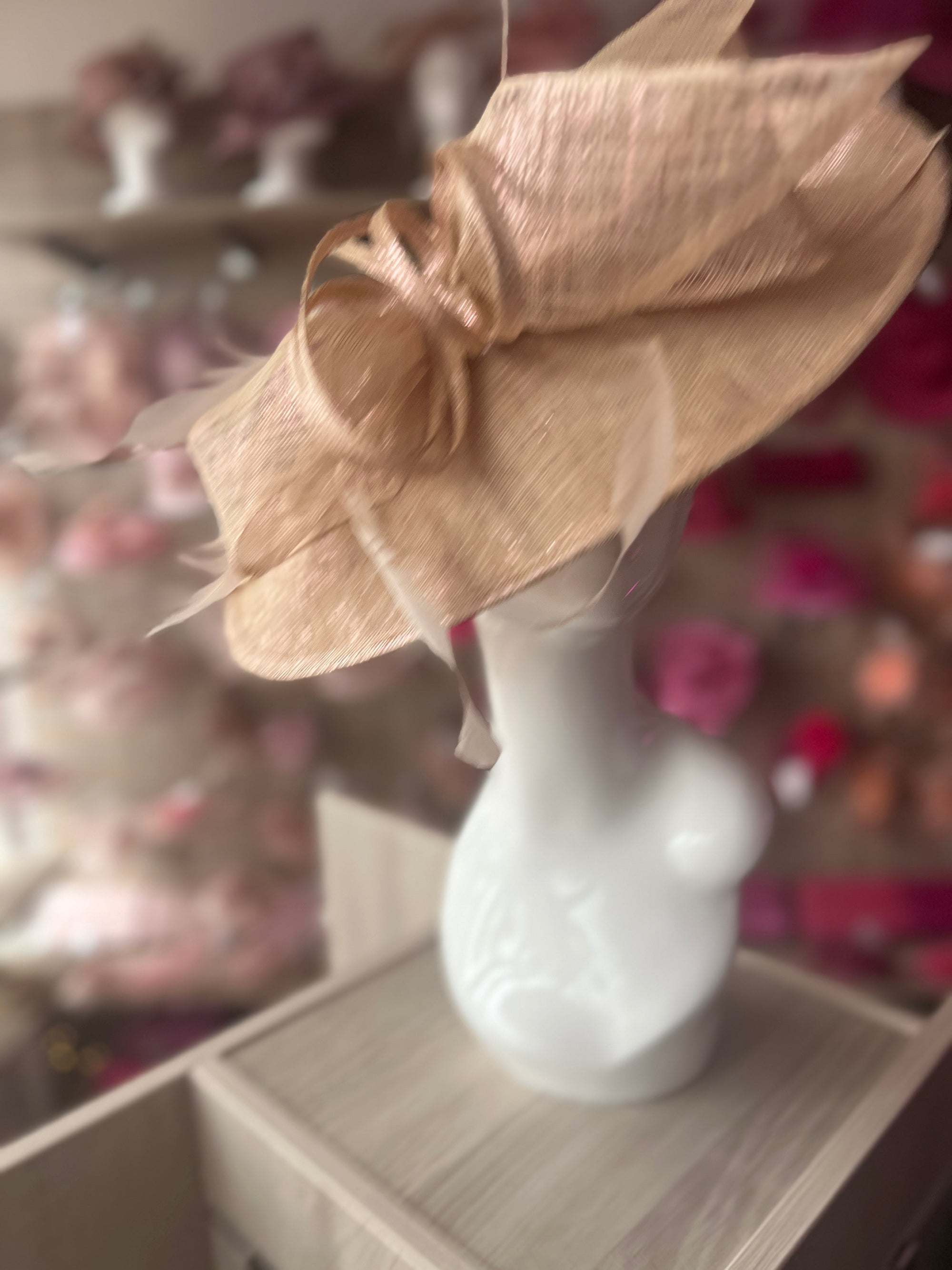 Classic Sinamay Rose Gold Hatinator with Bow-Fascinators Direct