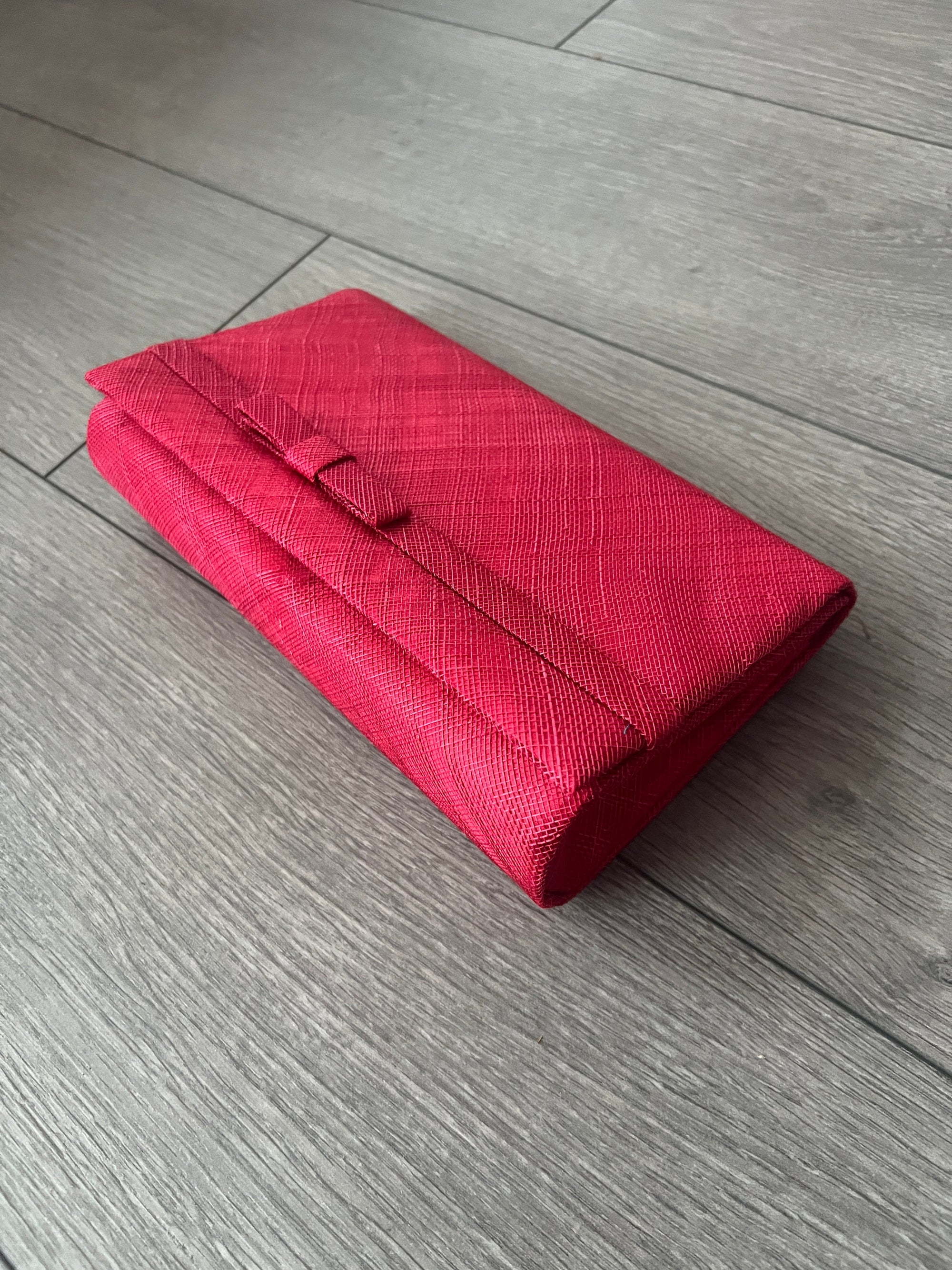 Classic Sinamay Rouge Clutch Bag for Weddings-Fascinators Direct