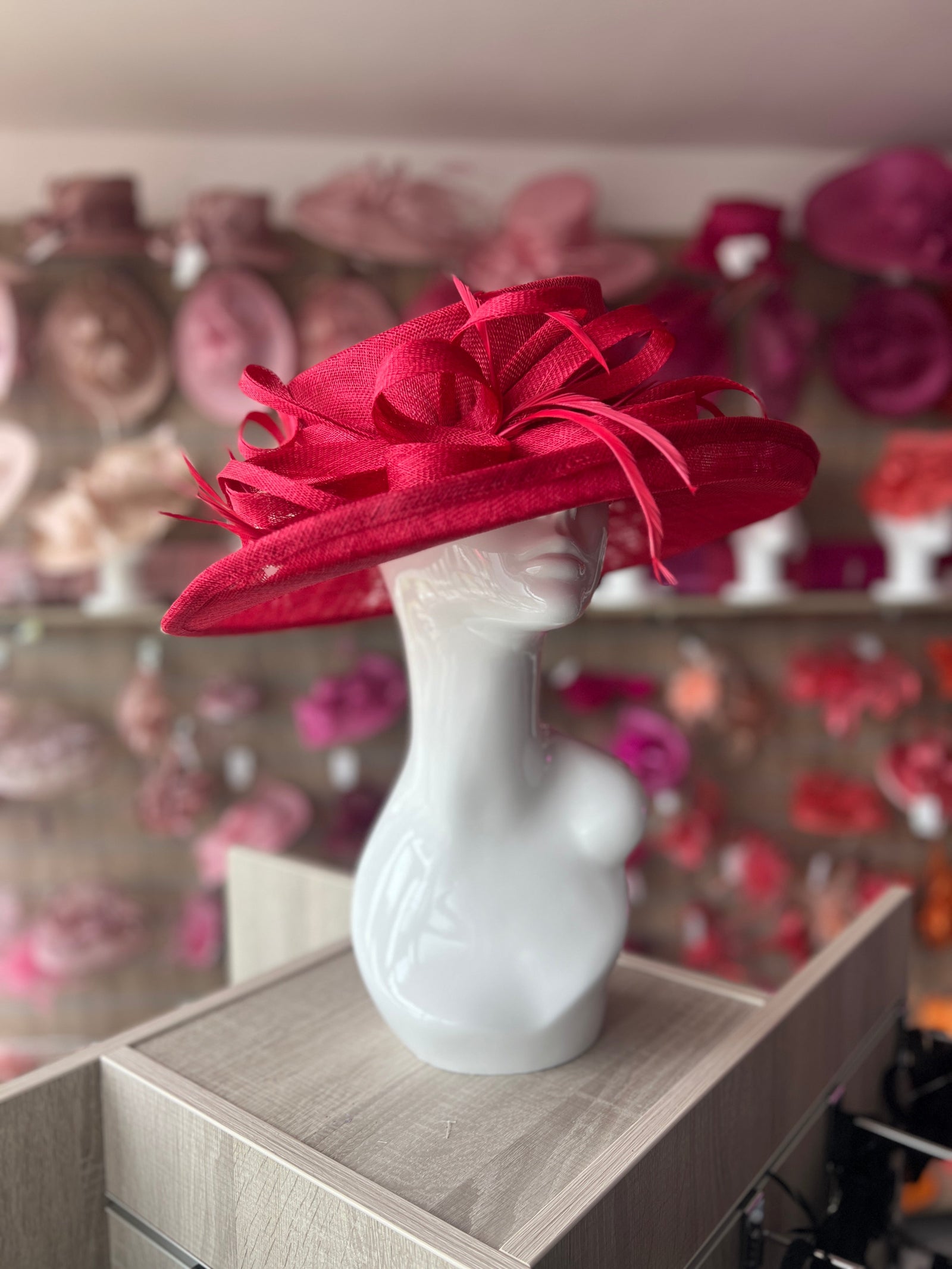 Classic Sinamay Rouge Wedding Hat-Fascinators Direct