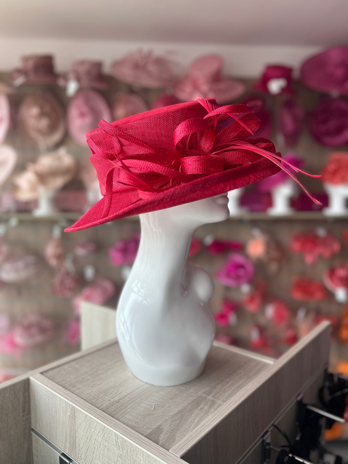 Classic Sinamay Rouge Wedding Hat-Fascinators Direct