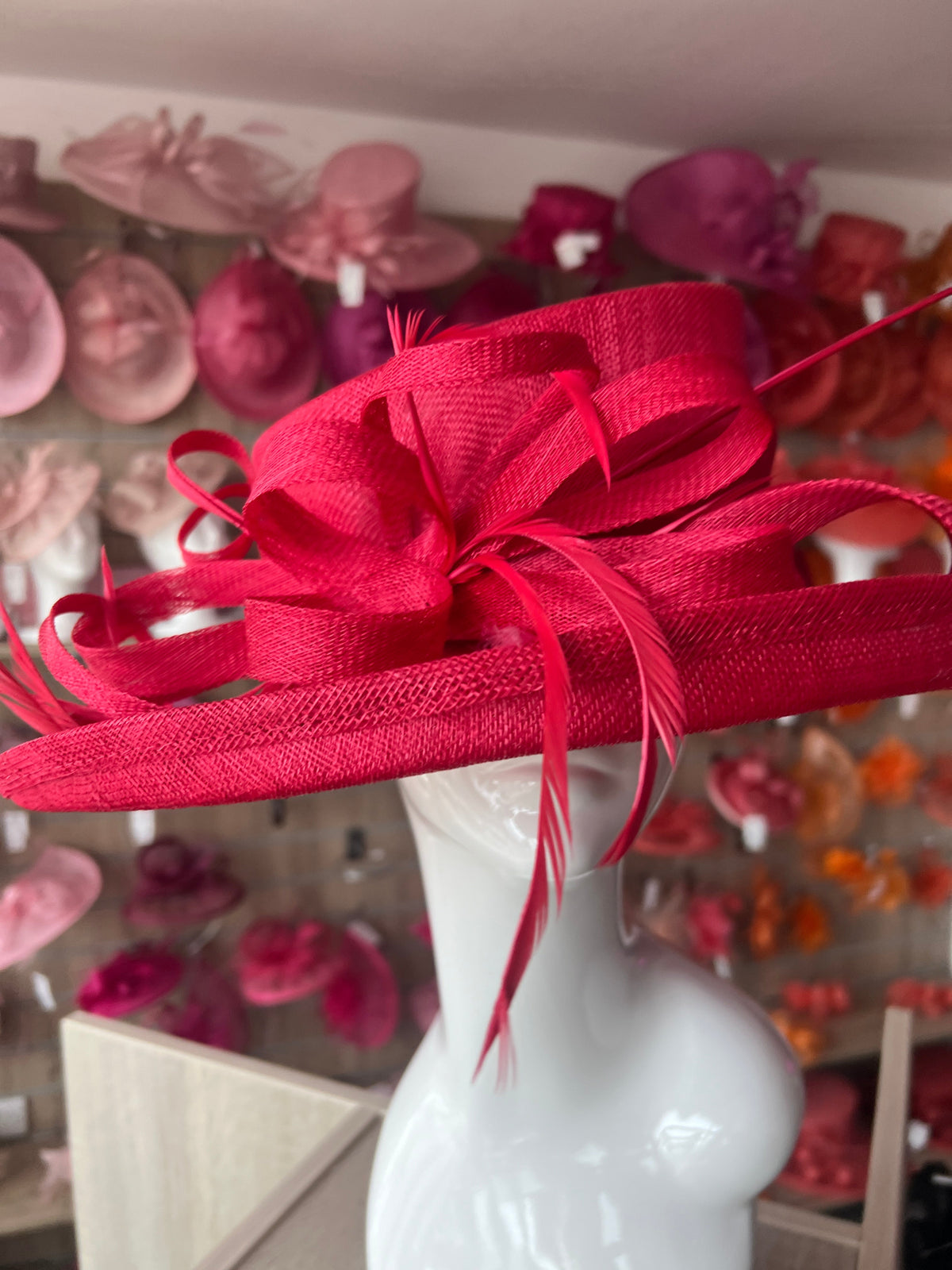 Classic Sinamay Rouge Wedding Hat-Fascinators Direct