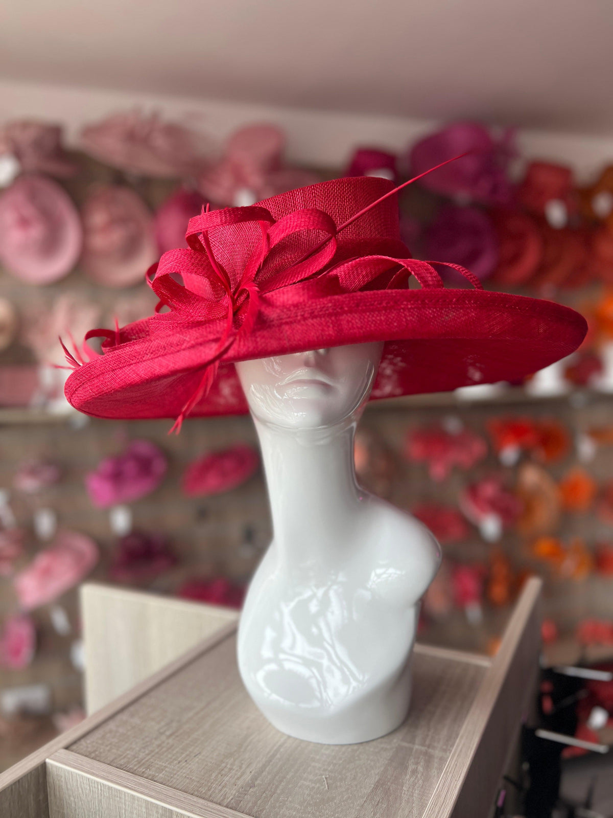 Classic Sinamay Rouge Wedding Hat-Fascinators Direct