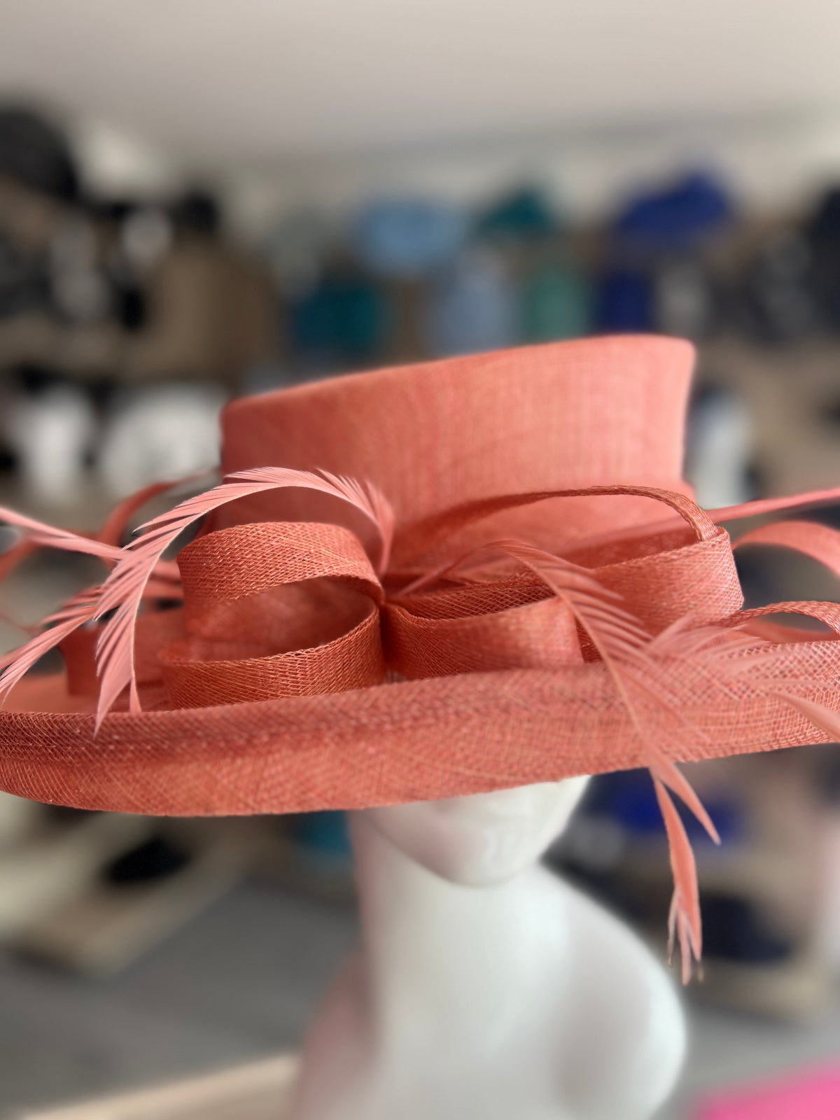 Classic Sinamay Salmon Wedding Hat-Fascinators Direct