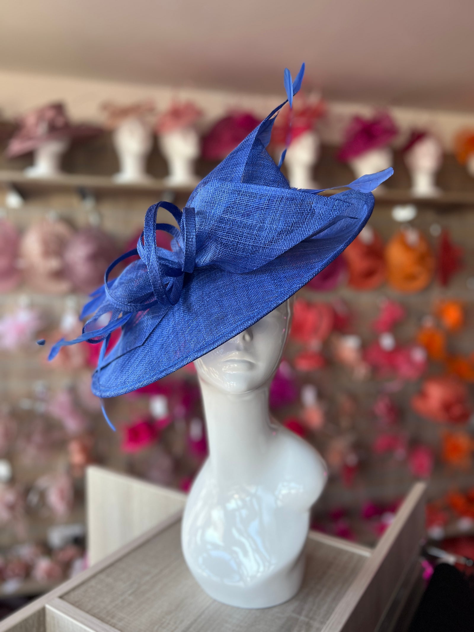 Classic Sinamay Sapphire Hatinator with Bow-Fascinators Direct
