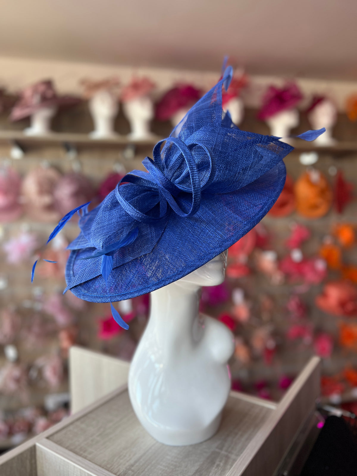Classic Sinamay Sapphire Hatinator with Bow-Fascinators Direct