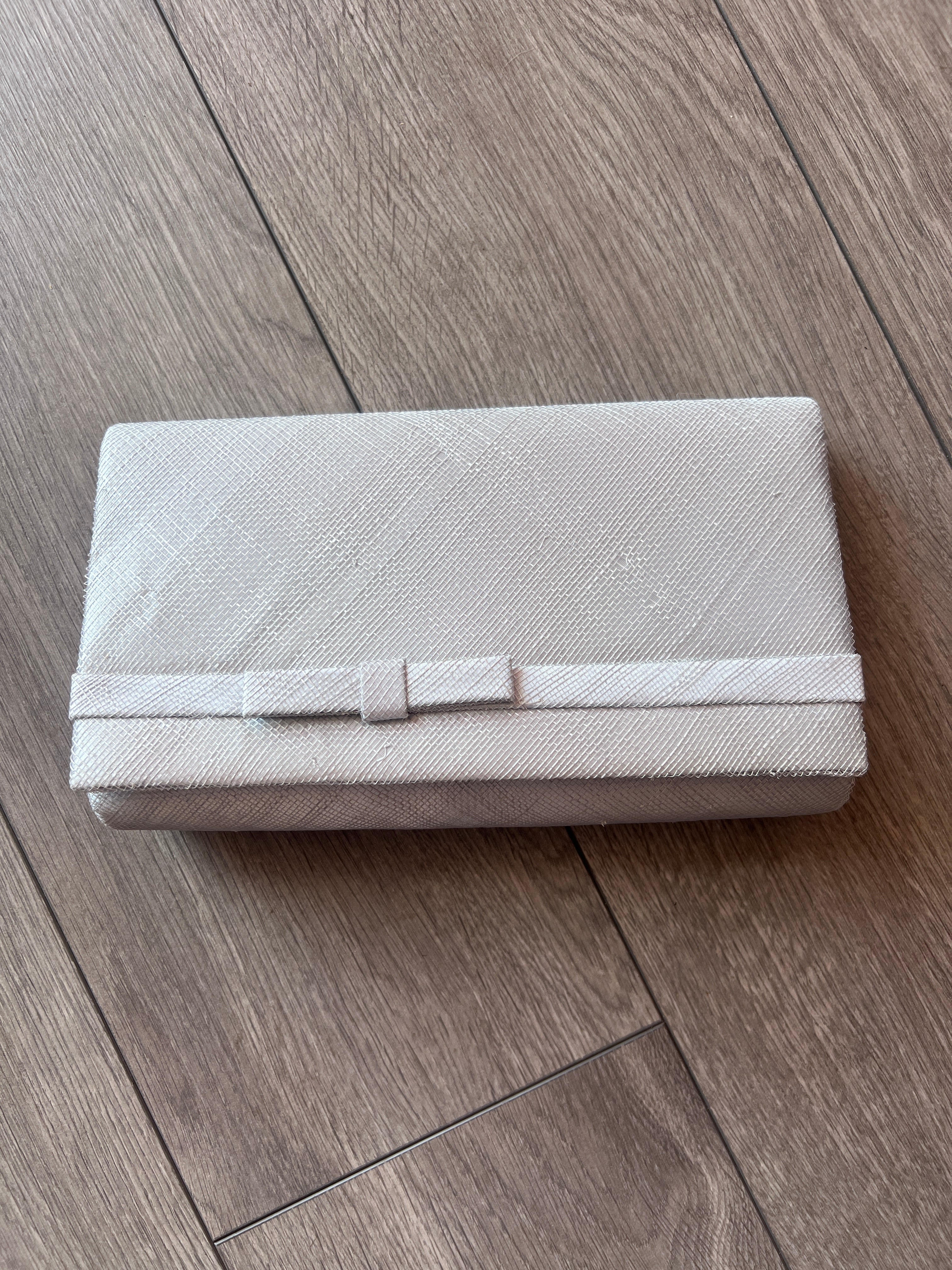 Classic Sinamay Silver Clutch Bag For Weddings