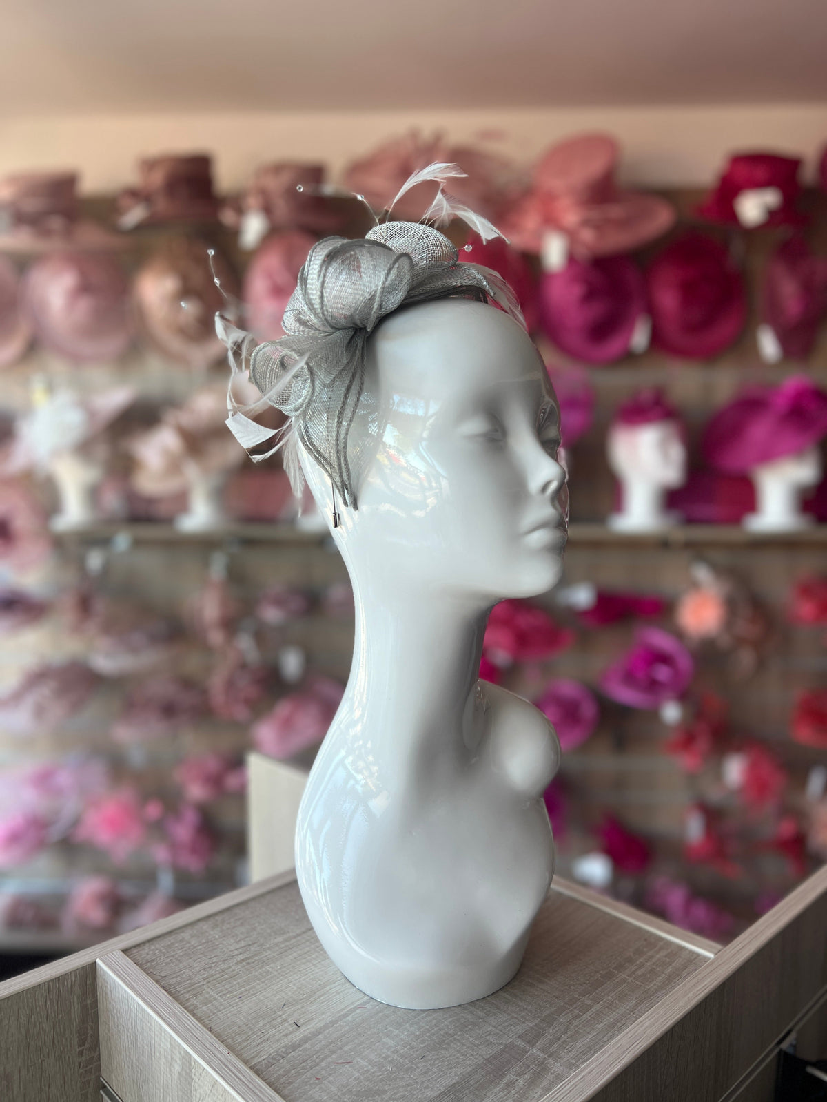 Classic Sinamay Silver Fascinator-Fascinators Direct
