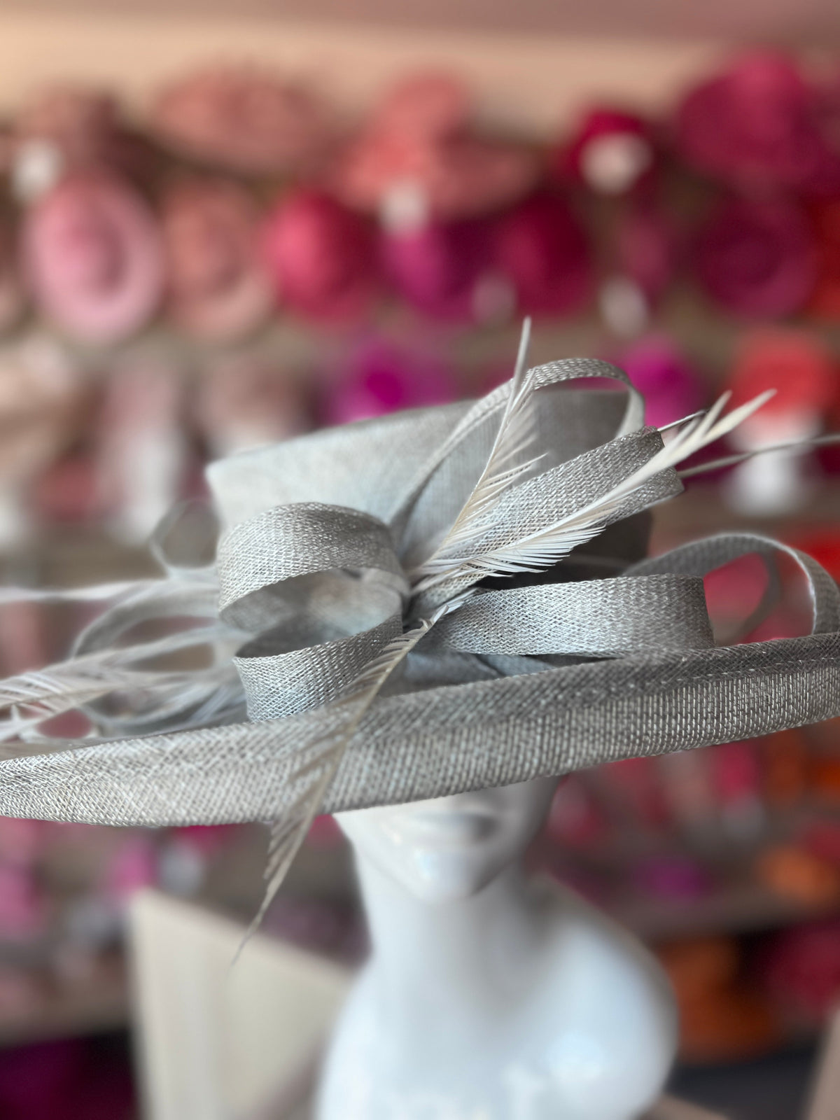 Classic Sinamay Silver Wedding Hat-Fascinators Direct