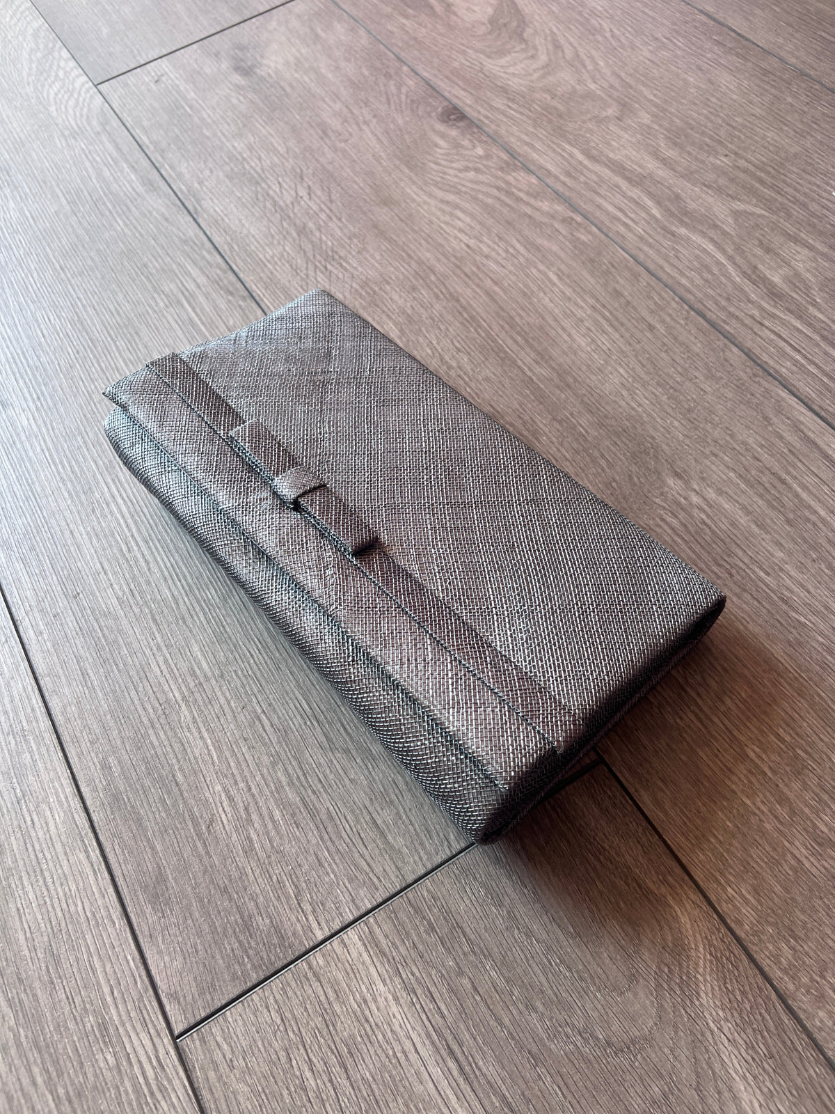 Classic Sinamay Dark Grey Slate Clutch Bag For Weddings