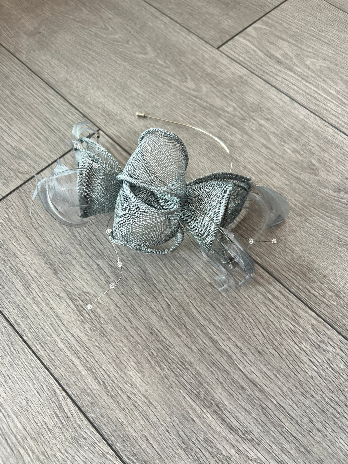 Classic Sinamay Slate Fascinator-Fascinators Direct