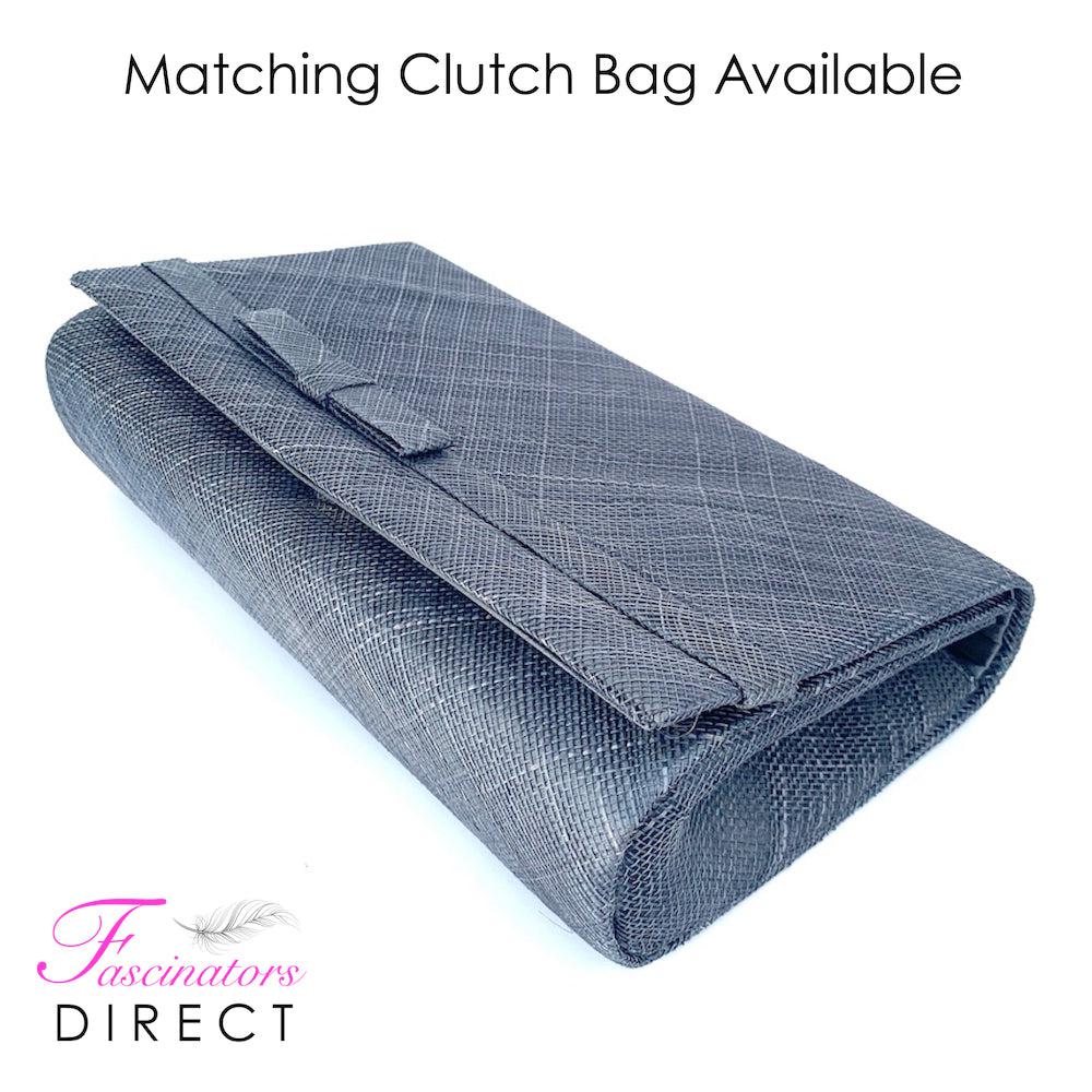 Classic Sinamay Slate Fascinator-Fascinators Direct