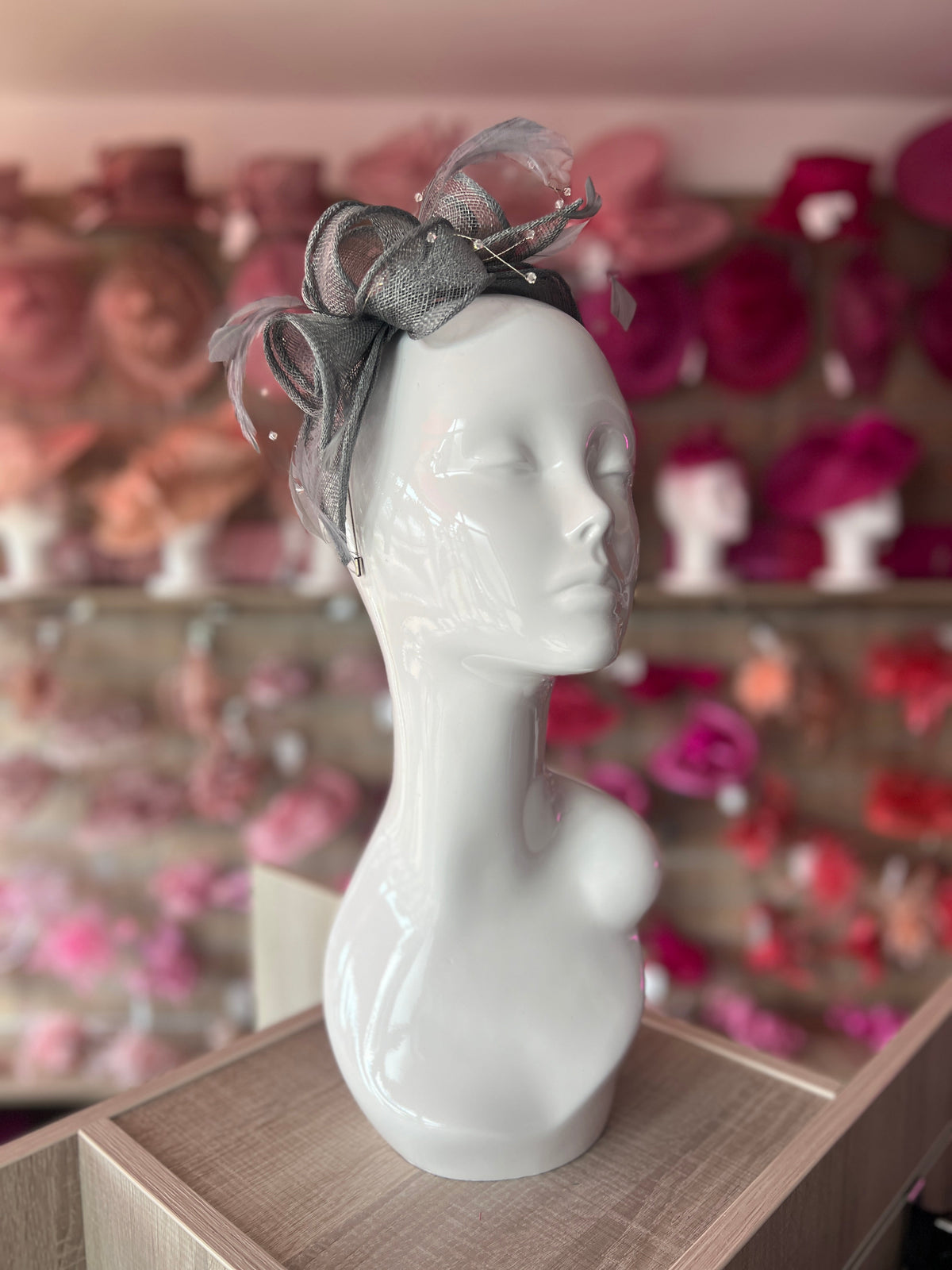Classic Sinamay Slate Fascinator-Fascinators Direct