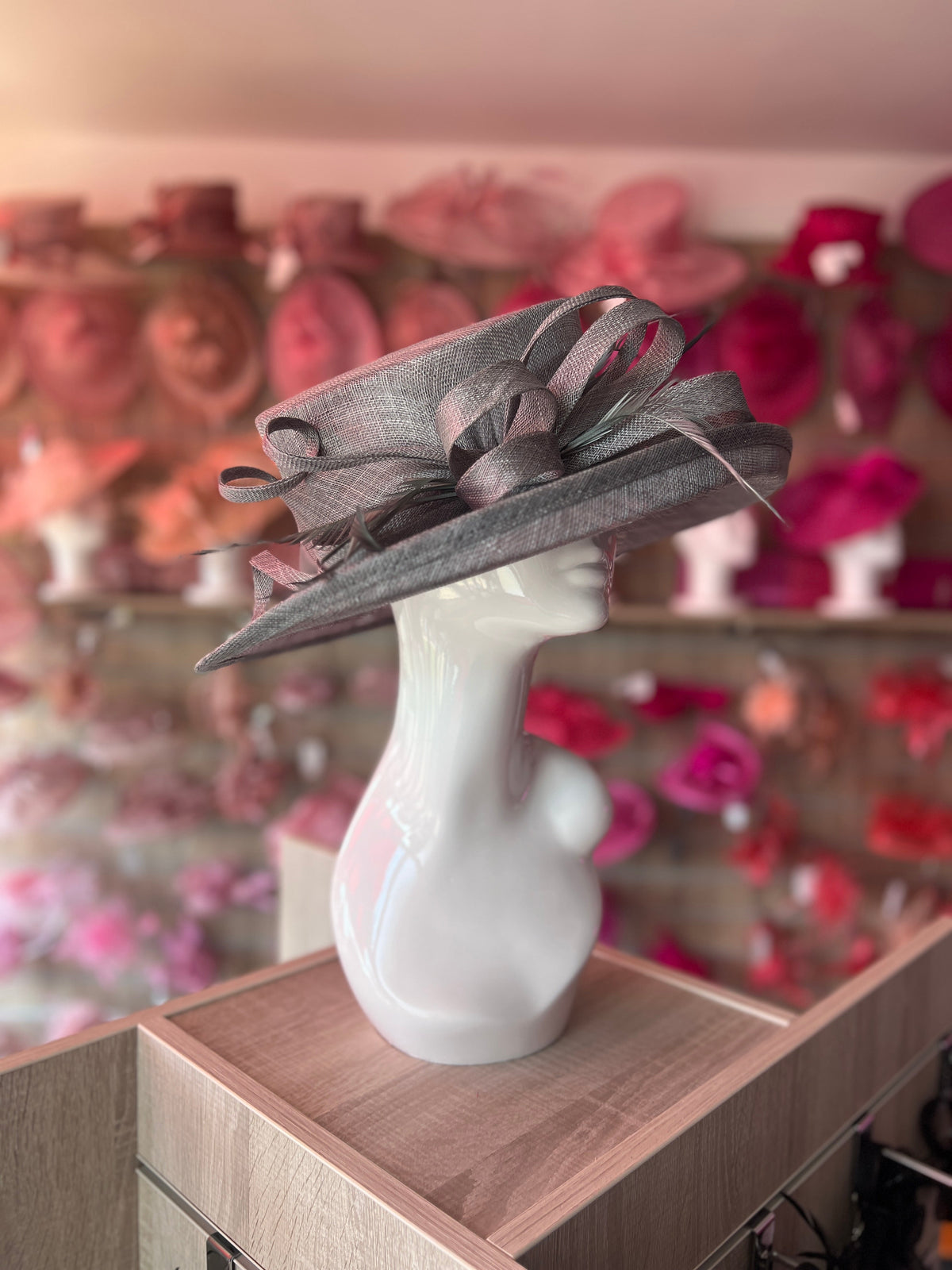 Classic Sinamay Slate Wedding Hat-Fascinators Direct