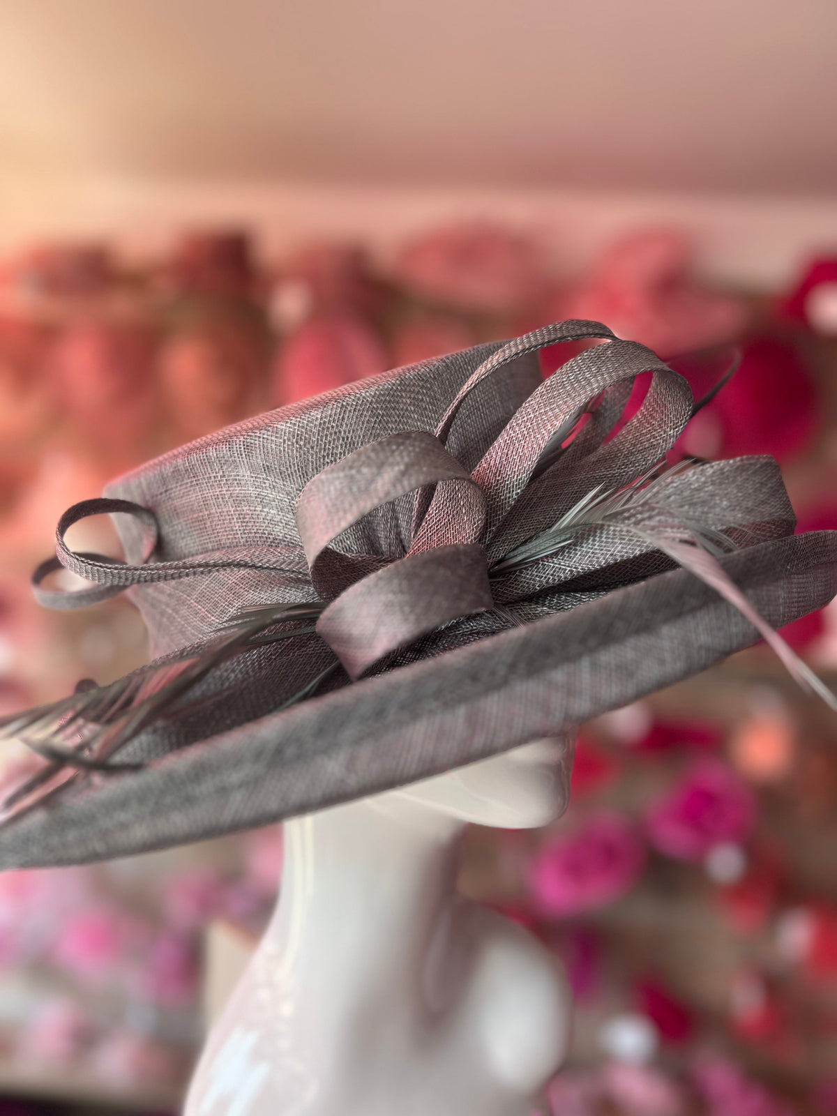 Classic Sinamay Slate Wedding Hat-Fascinators Direct