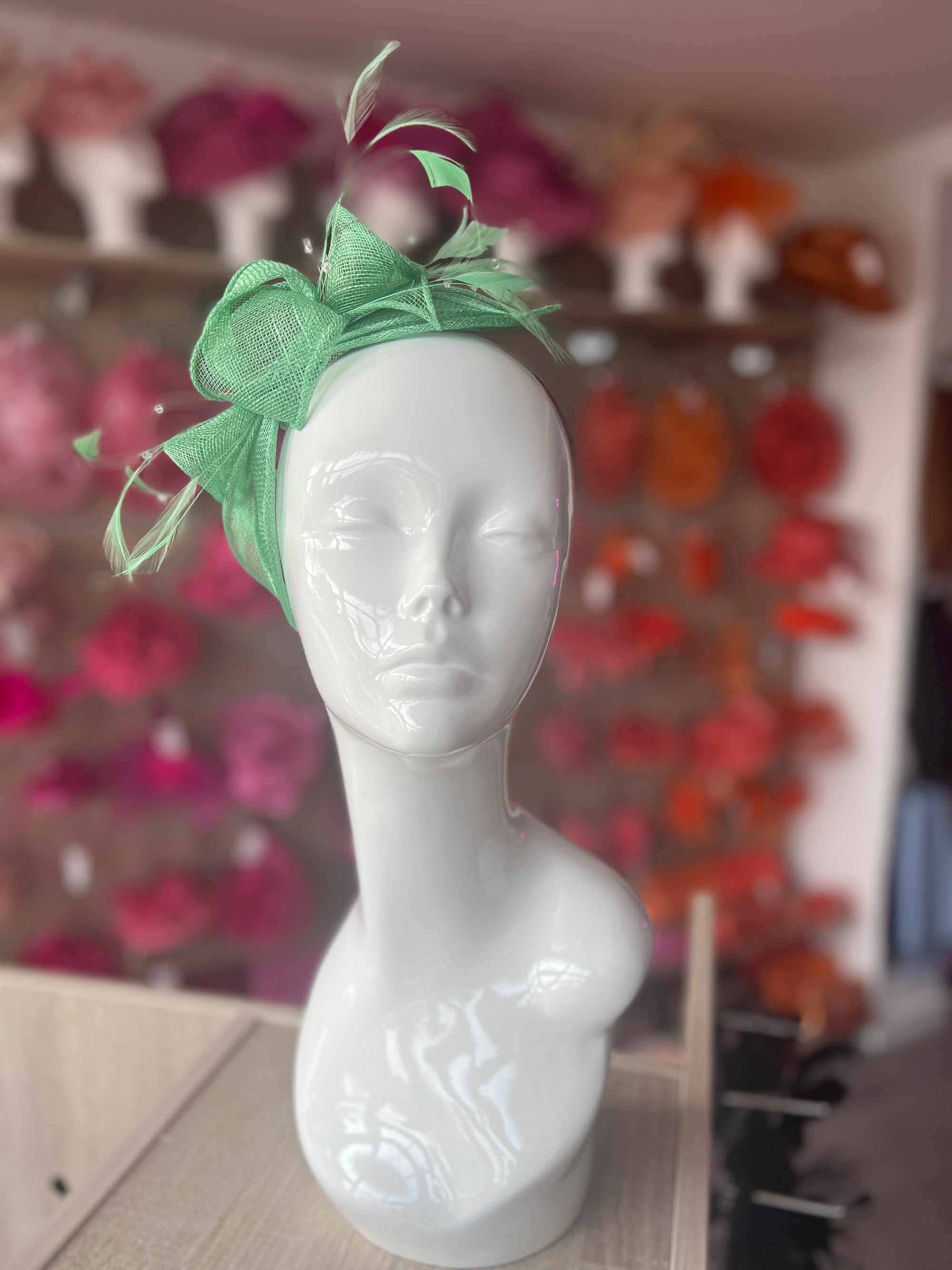 Classic Sinamay Spring Green Fascinator-Fascinators Direct