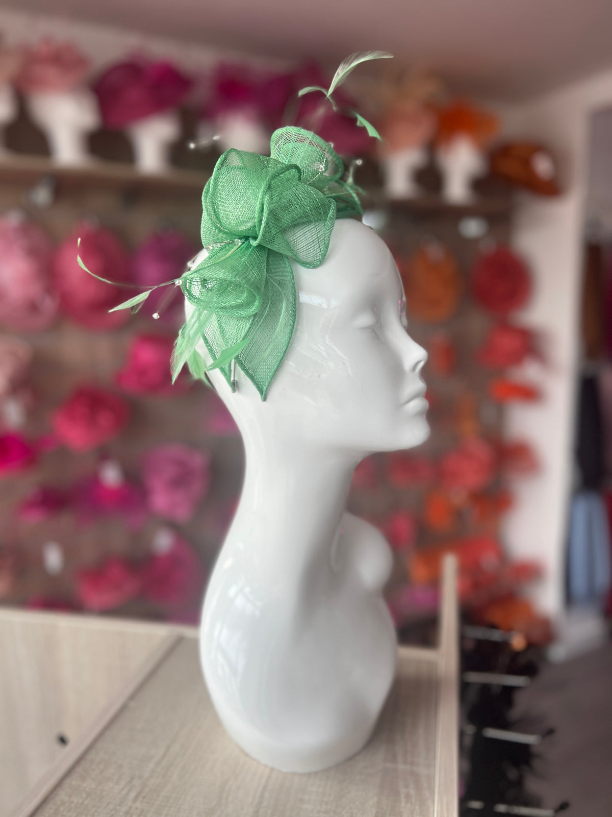 Classic Sinamay Spring Green Fascinator-Fascinators Direct