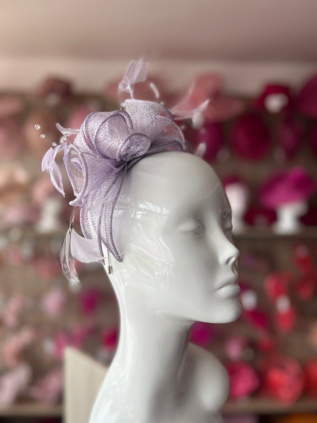 Ivory and Lilac Feather popular Fascinator Hat - wedding, ladies day - choose any colour feathers & satin