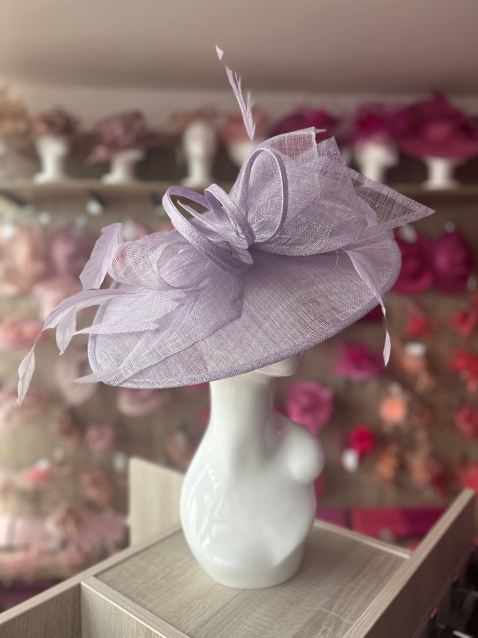 Classic Sinamay Sweet Lavender Hatinator with Bow-Fascinators Direct