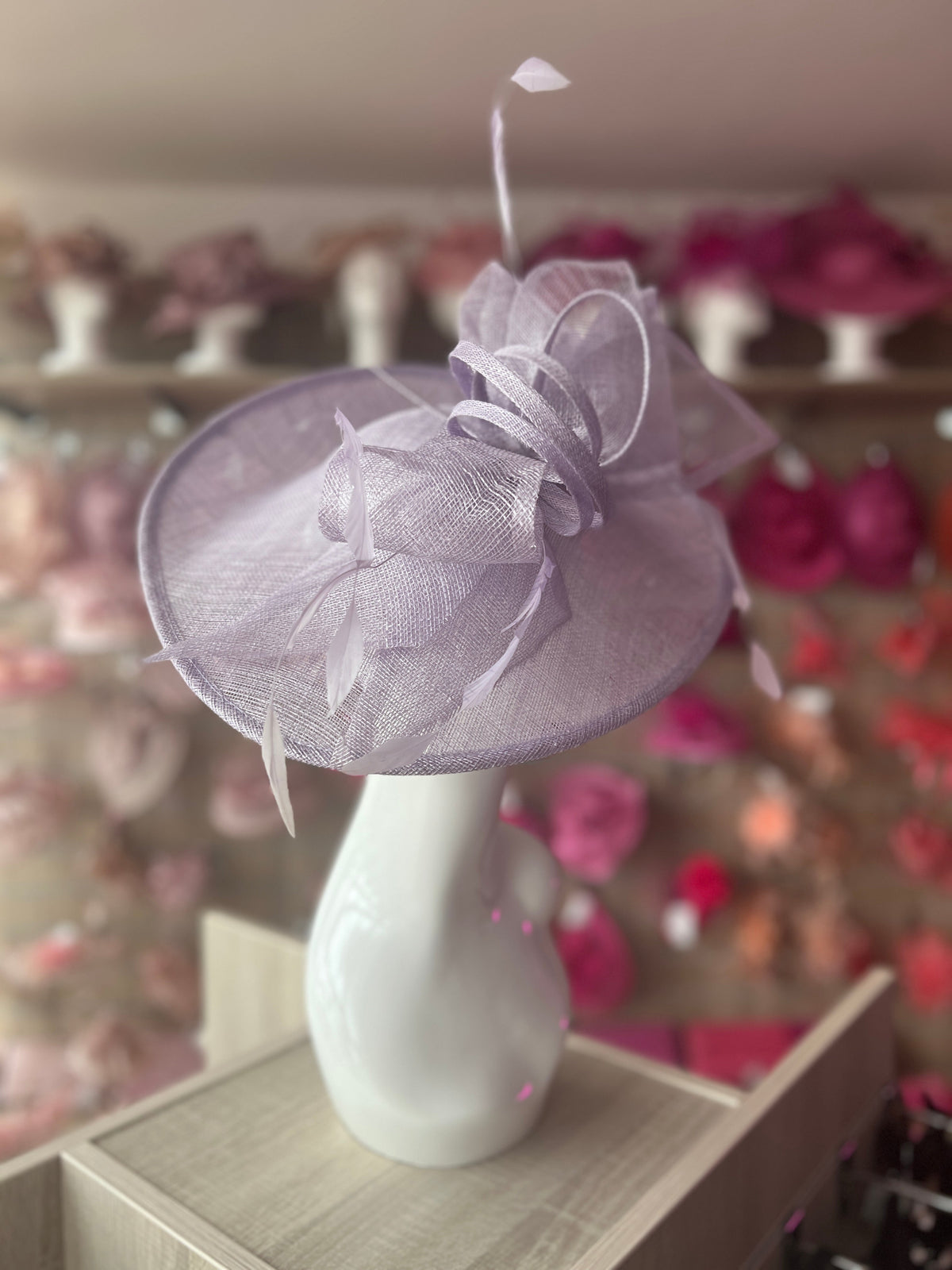 Classic Sinamay Sweet Lavender Hatinator with Bow-Fascinators Direct