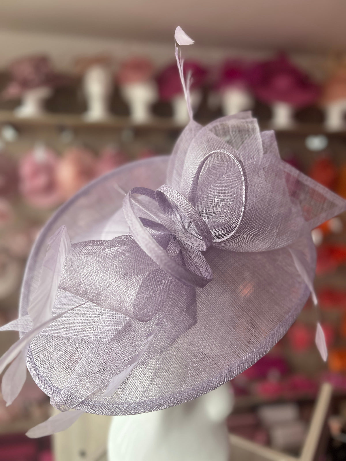 Classic Sinamay Sweet Lavender Hatinator with Bow-Fascinators Direct