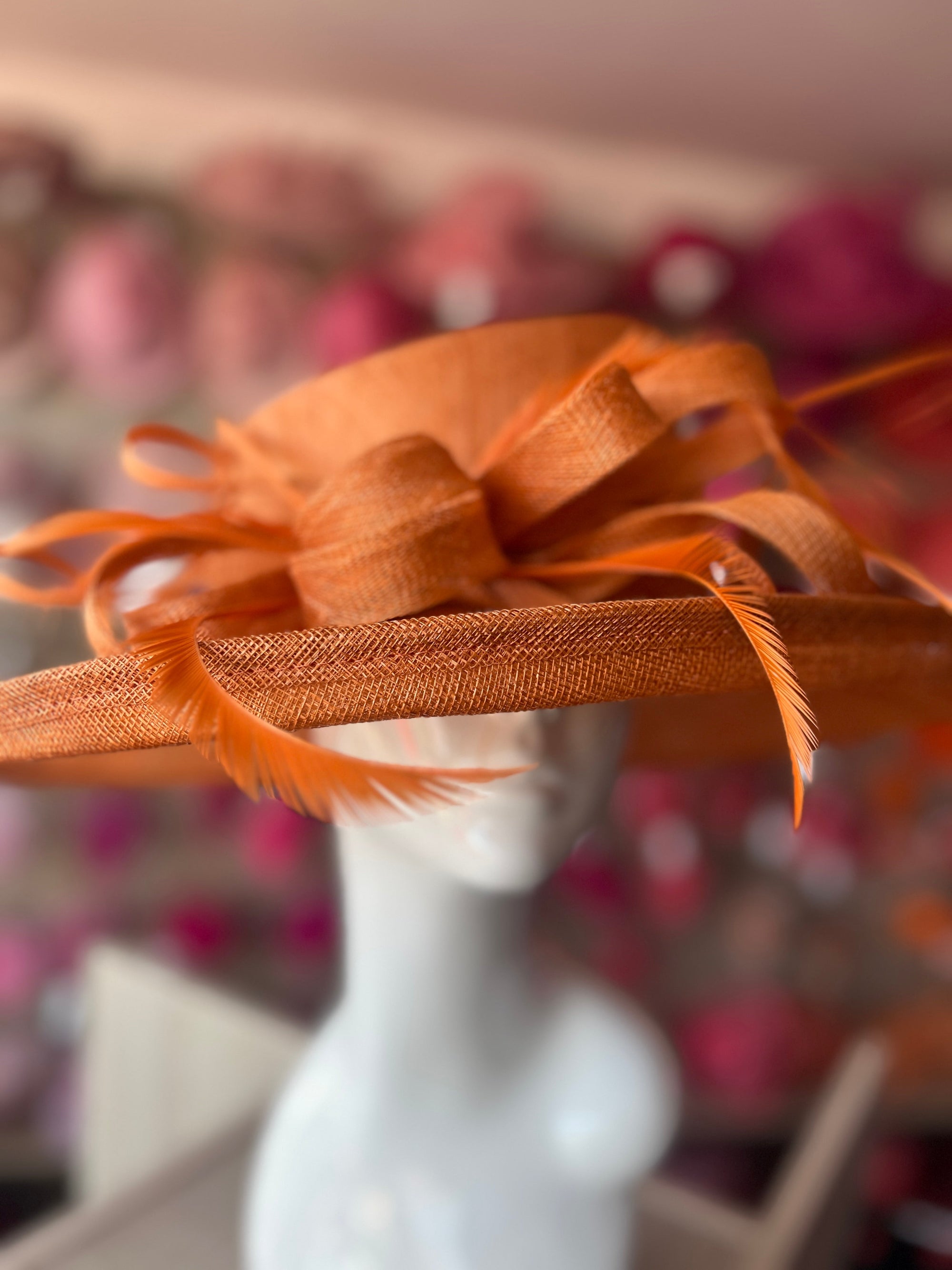 Classic Sinamay Tangerine Wedding Hat-Fascinators Direct