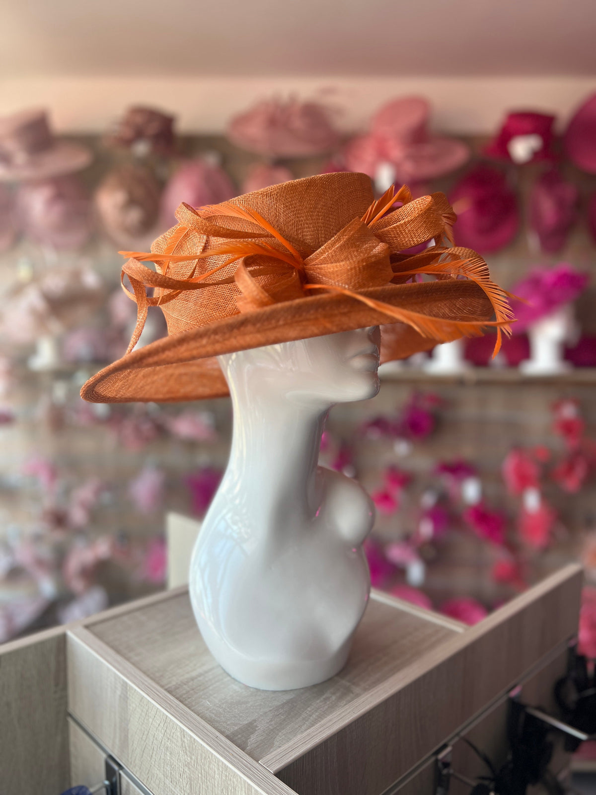Classic Sinamay Tangerine Wedding Hat-Fascinators Direct