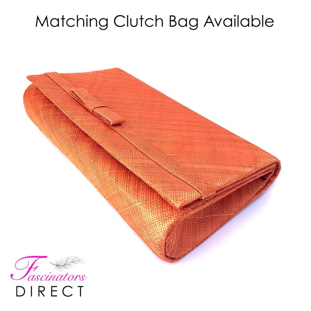 Classic Sinamay Tangerine Wedding Hat-Fascinators Direct