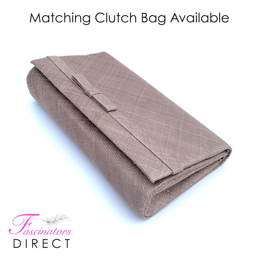 Classic Sinamay Taupe Fascinator-Fascinators Direct