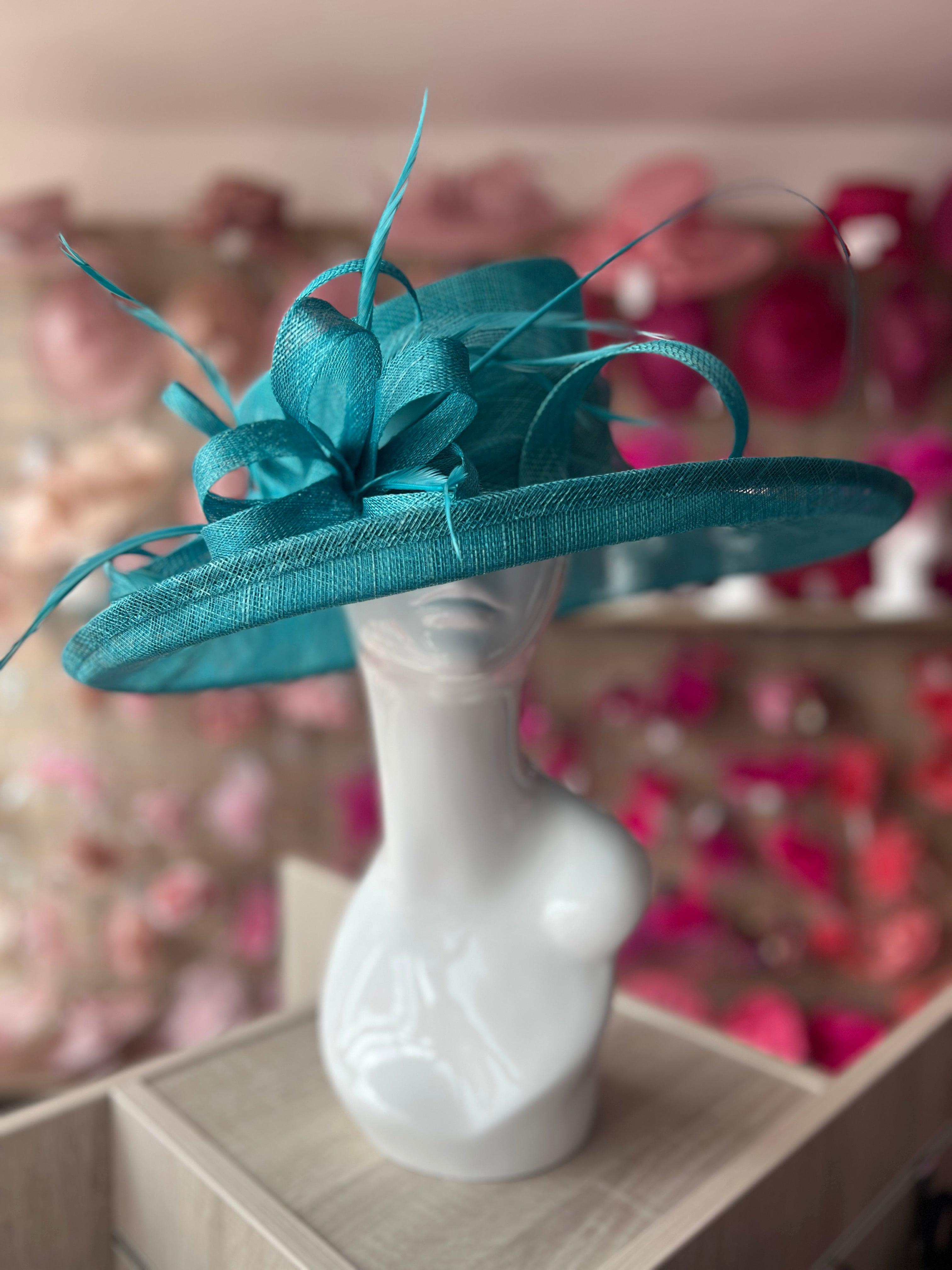 Teal coloured wedding hats on sale