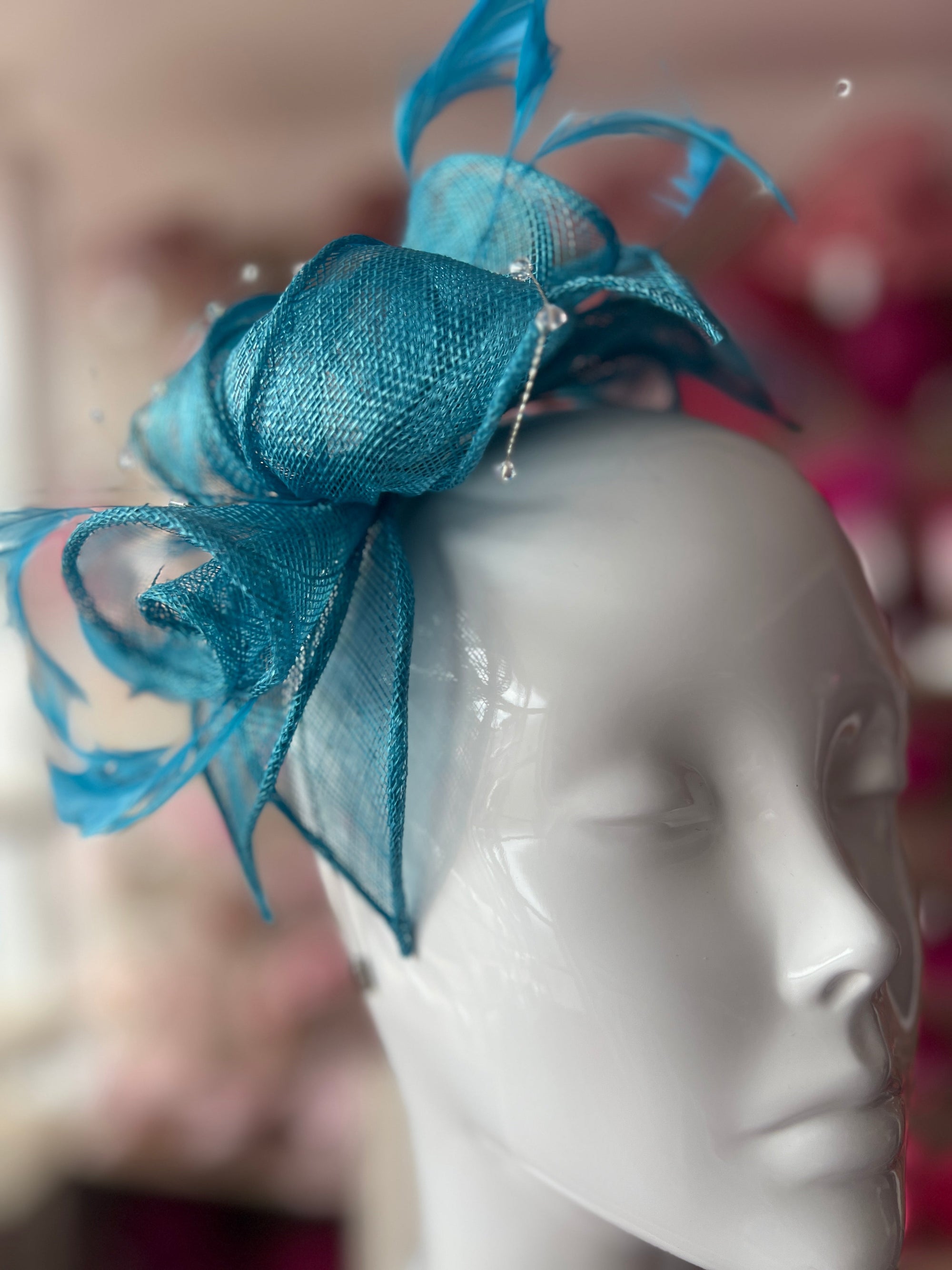 Classic Sinamay Turquoise Fascinator-Fascinators Direct