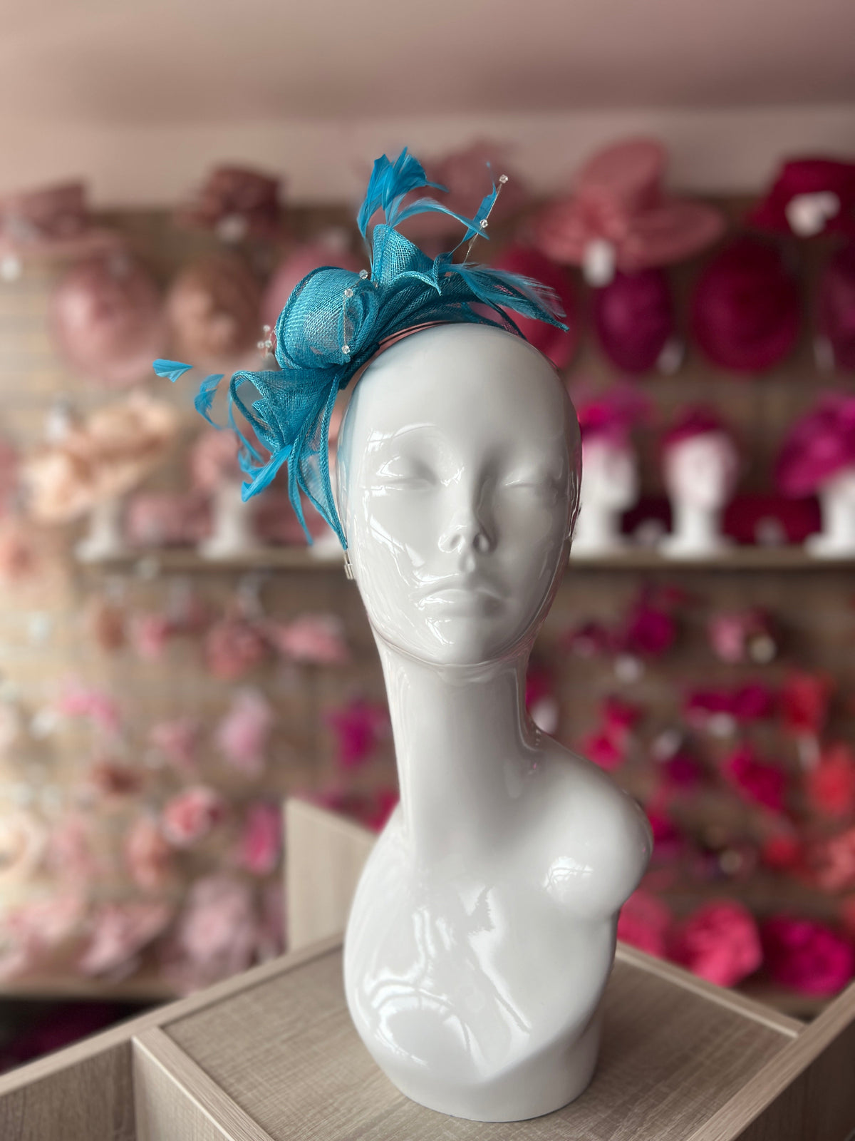 Classic Sinamay Turquoise Fascinator-Fascinators Direct