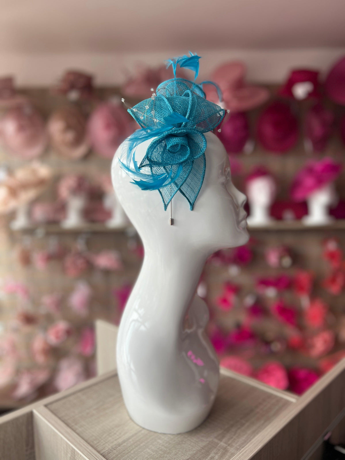 Classic Sinamay Turquoise Fascinator-Fascinators Direct